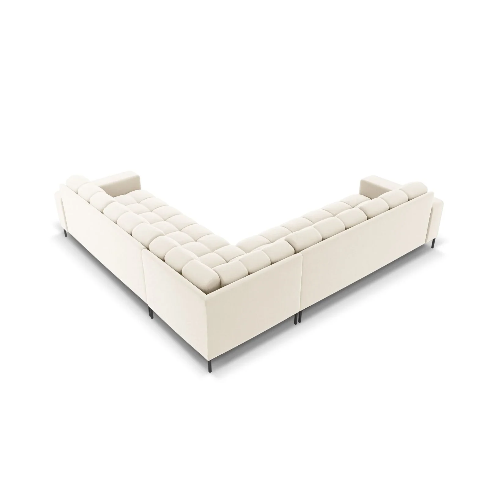 Mamaia 5-Sitzer Ecksofa symmetrisch, Metallbeine Schwarz, mit Bezug aus Samt oder Strukturstoff, 256x256 cm - Image 44