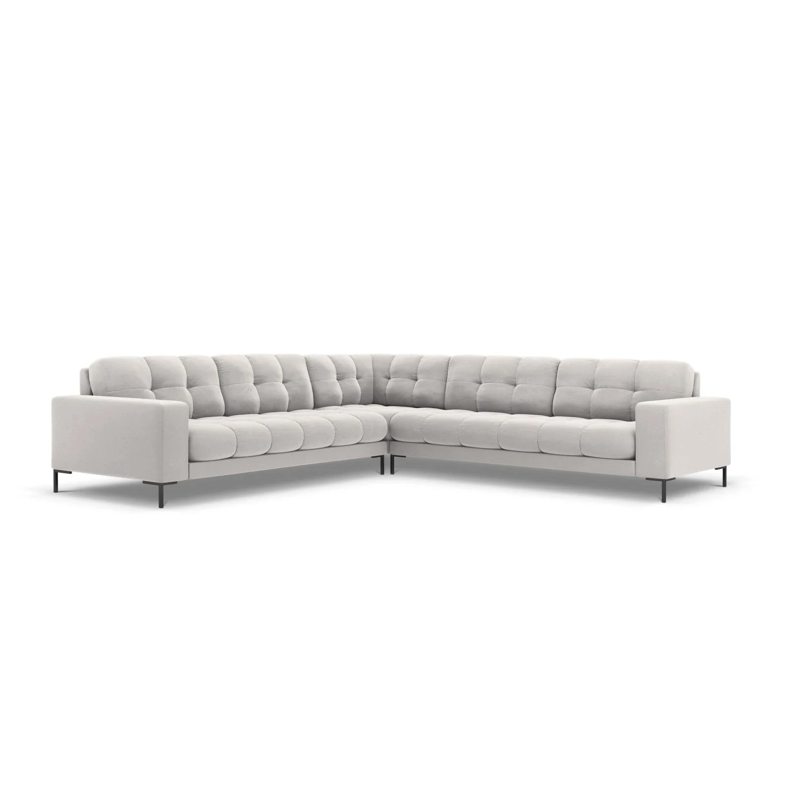 Mamaia 5-Sitzer Ecksofa symmetrisch, Metallbeine Schwarz, mit Bezug aus Samt oder Strukturstoff, 256x256 cm - Image 49
