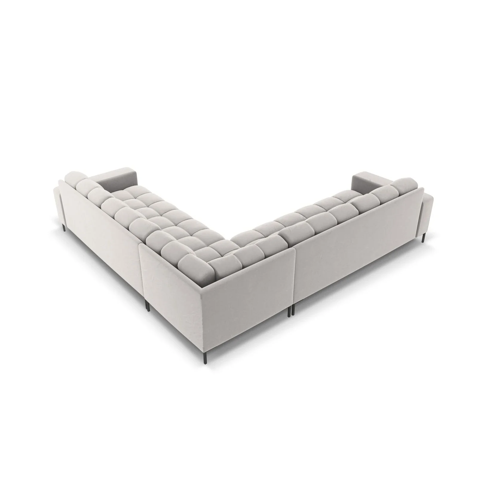 Mamaia 5-Sitzer Ecksofa symmetrisch, Metallbeine Schwarz, mit Bezug aus Samt oder Strukturstoff, 256x256 cm - Image 52
