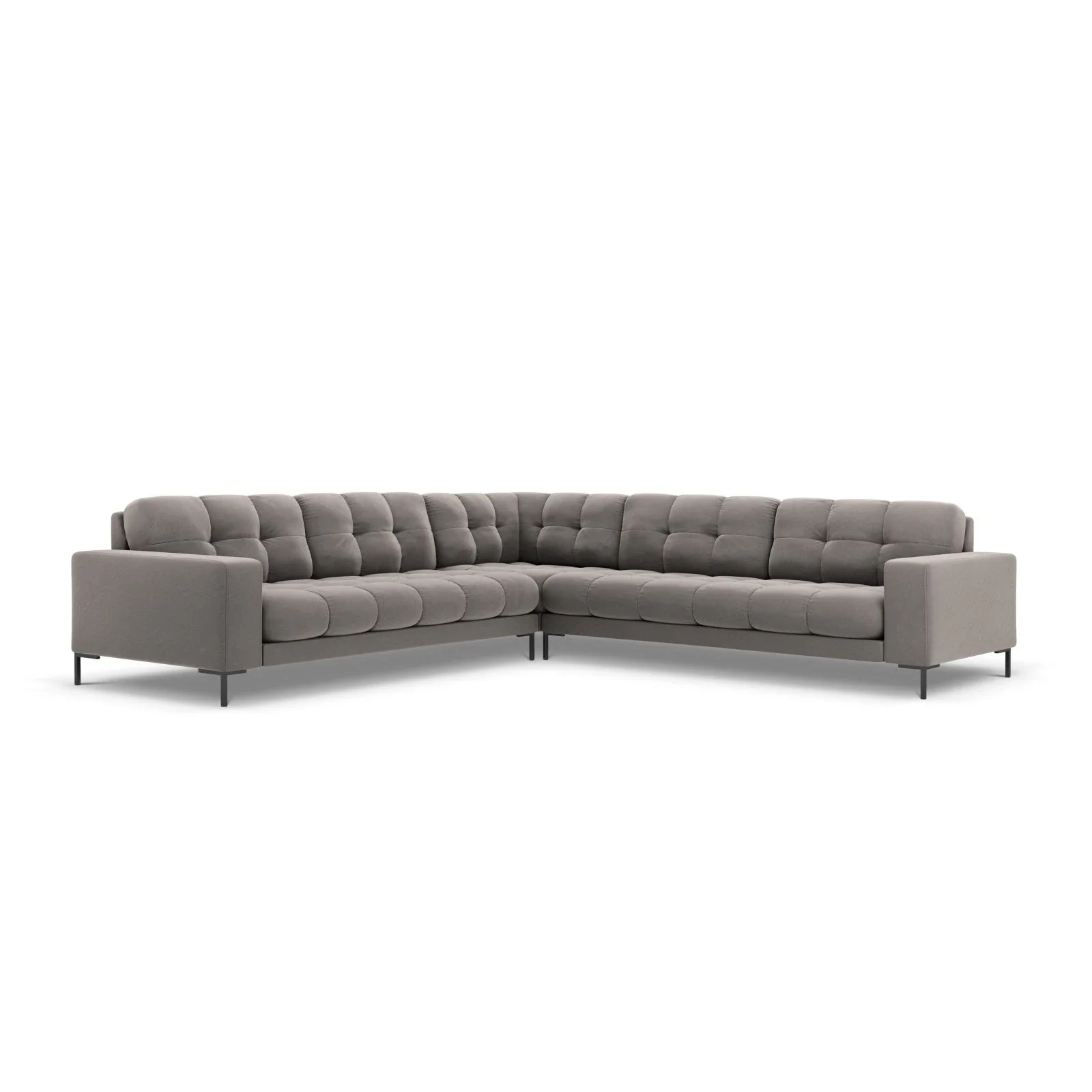 Mamaia 5-Sitzer Ecksofa symmetrisch, Metallbeine Schwarz, mit Bezug aus Samt oder Strukturstoff, 256x256 cm - Image 57