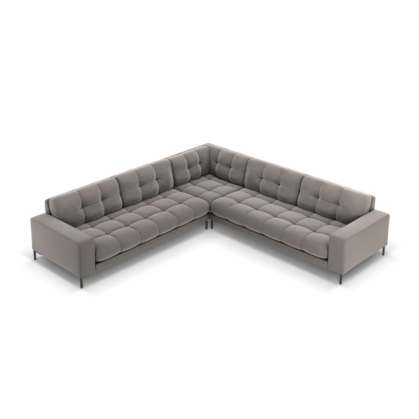 Mamaia 5-Sitzer Ecksofa symmetrisch, Metallbeine Schwarz, mit Bezug aus Samt oder Strukturstoff, 256x256 cm - Image 59