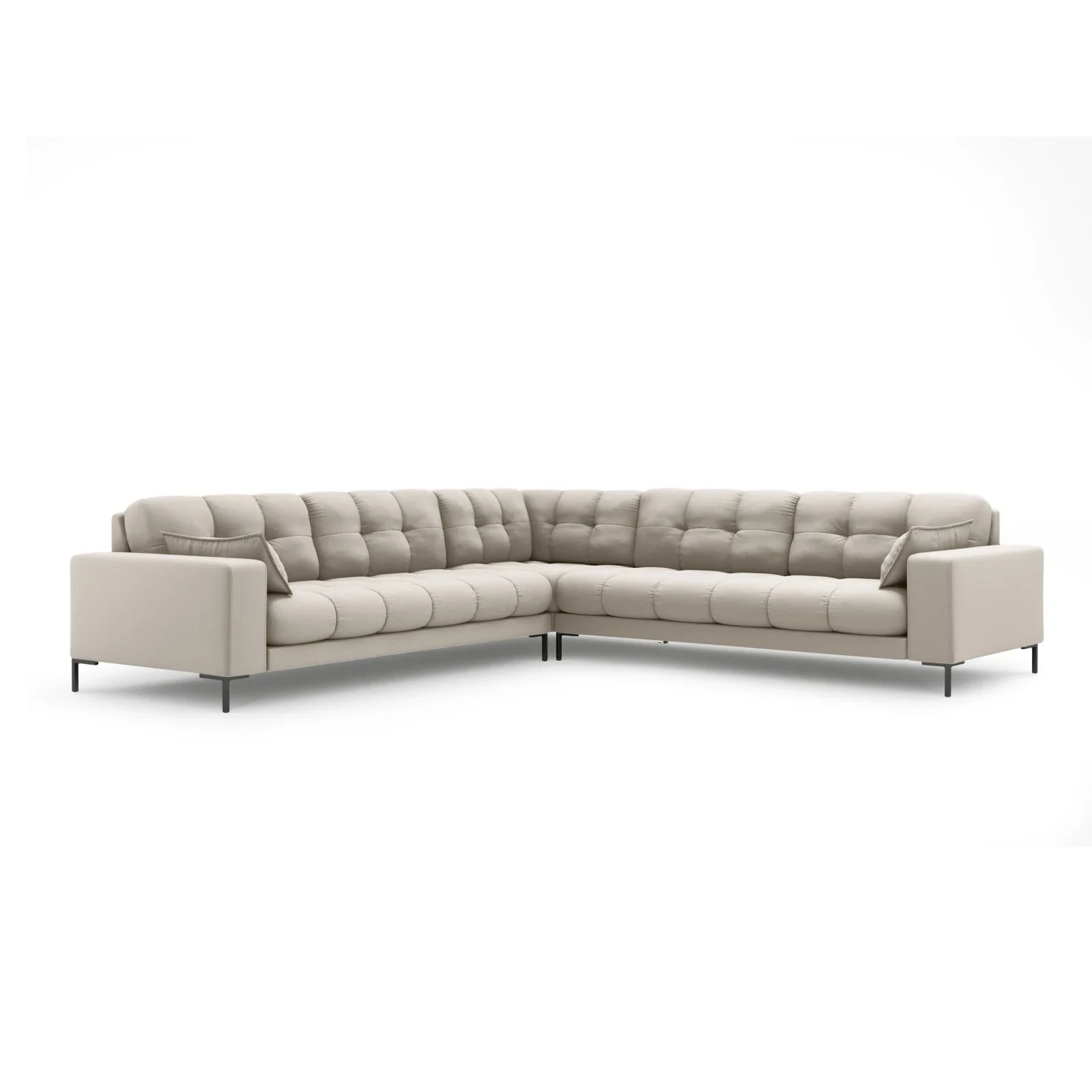 Mamaia 5-Sitzer Ecksofa symmetrisch, Metallbeine Schwarz, mit Bezug aus Samt oder Strukturstoff, 256x256 cm - Image 6