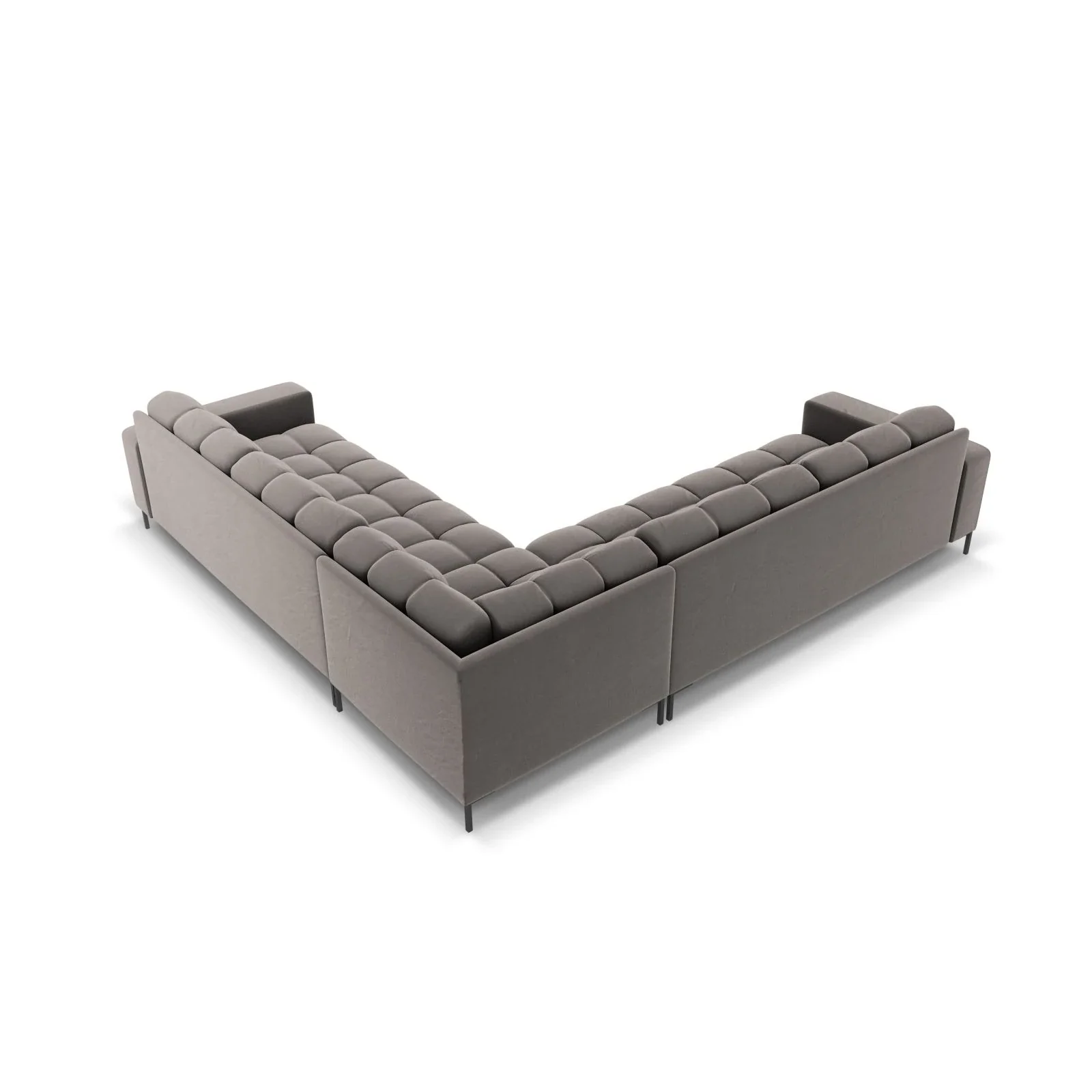 Mamaia 5-Sitzer Ecksofa symmetrisch, Metallbeine Schwarz, mit Bezug aus Samt oder Strukturstoff, 256x256 cm - Image 60