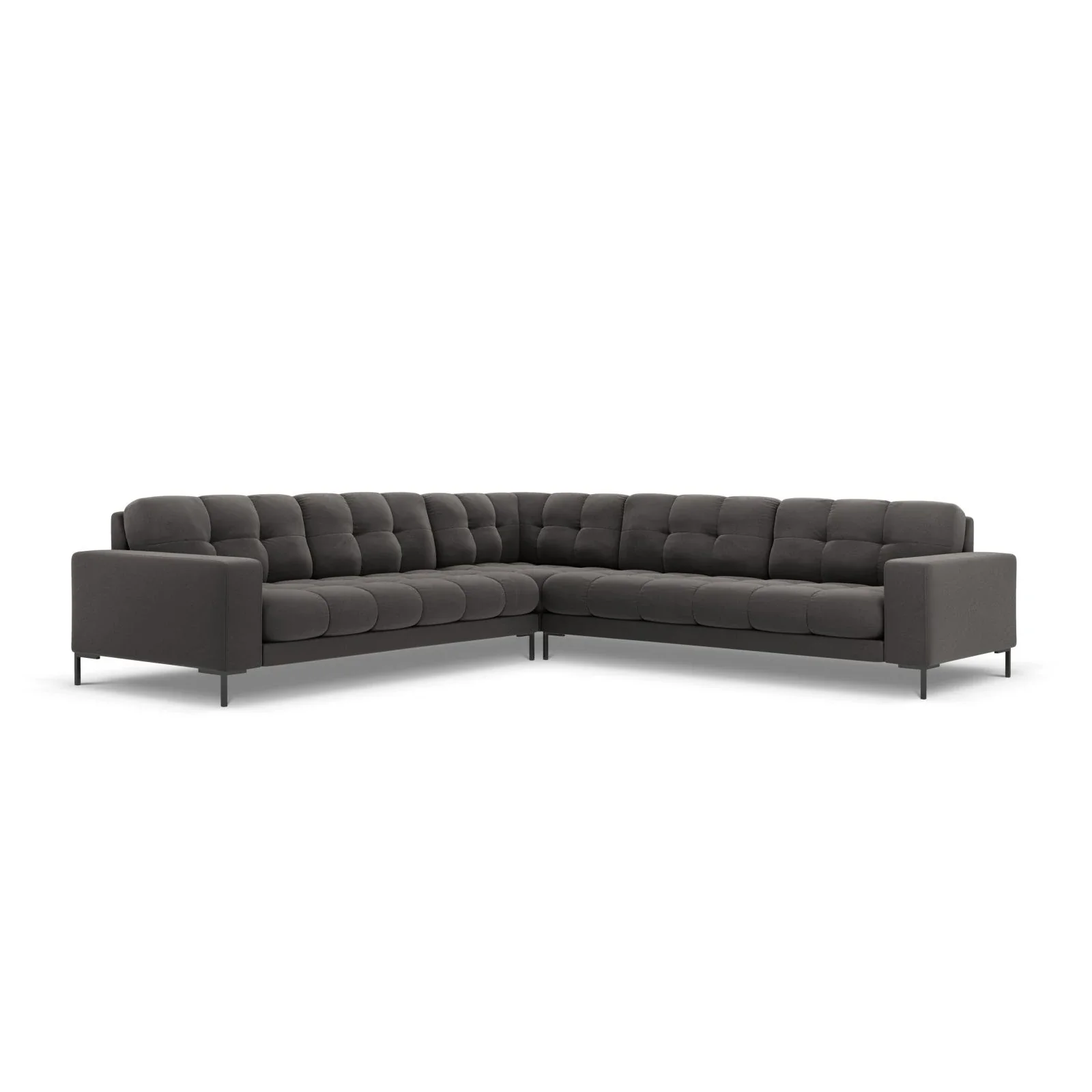 Mamaia 5-Sitzer Ecksofa symmetrisch, Metallbeine Schwarz, mit Bezug aus Samt oder Strukturstoff, 256x256 cm - Image 65