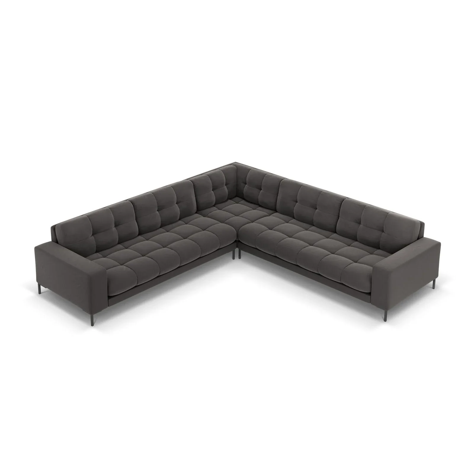 Mamaia 5-Sitzer Ecksofa symmetrisch, Metallbeine Schwarz, mit Bezug aus Samt oder Strukturstoff, 256x256 cm - Image 67