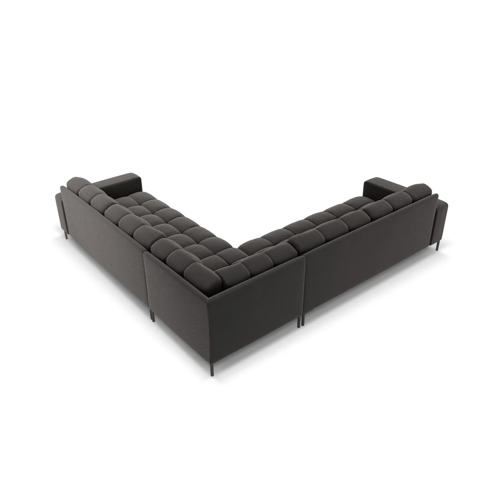 Mamaia 5-Sitzer Ecksofa symmetrisch, Metallbeine Schwarz, mit Bezug aus Samt oder Strukturstoff, 256x256 cm - Image 68