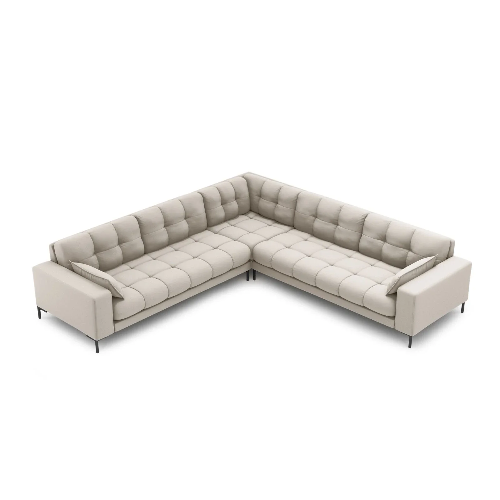 Mamaia 5-Sitzer Ecksofa symmetrisch, Metallbeine Schwarz, mit Bezug aus Samt oder Strukturstoff, 256x256 cm - Image 7
