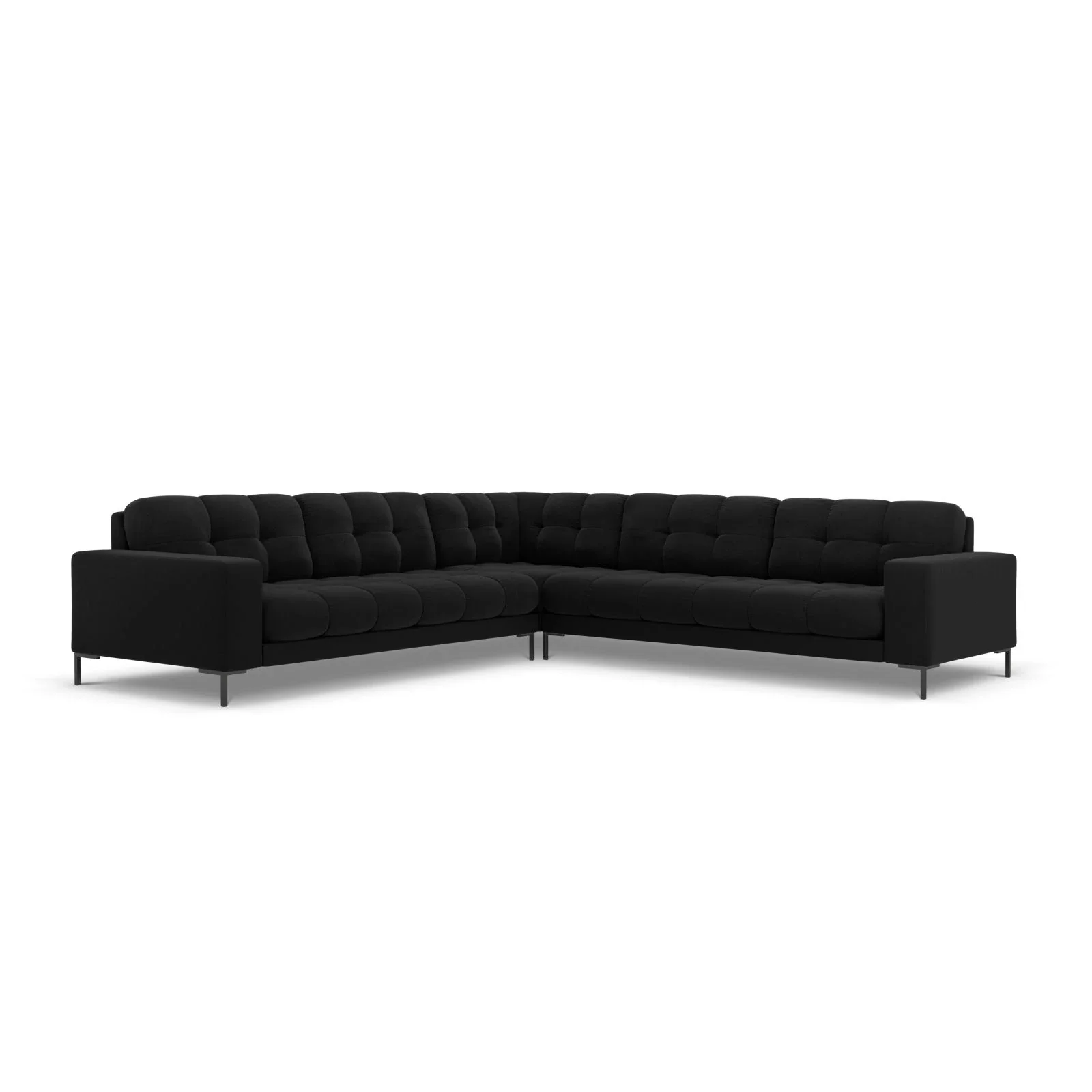 Mamaia 5-Sitzer Ecksofa symmetrisch, Metallbeine Schwarz, mit Bezug aus Samt oder Strukturstoff, 256x256 cm - Image 73
