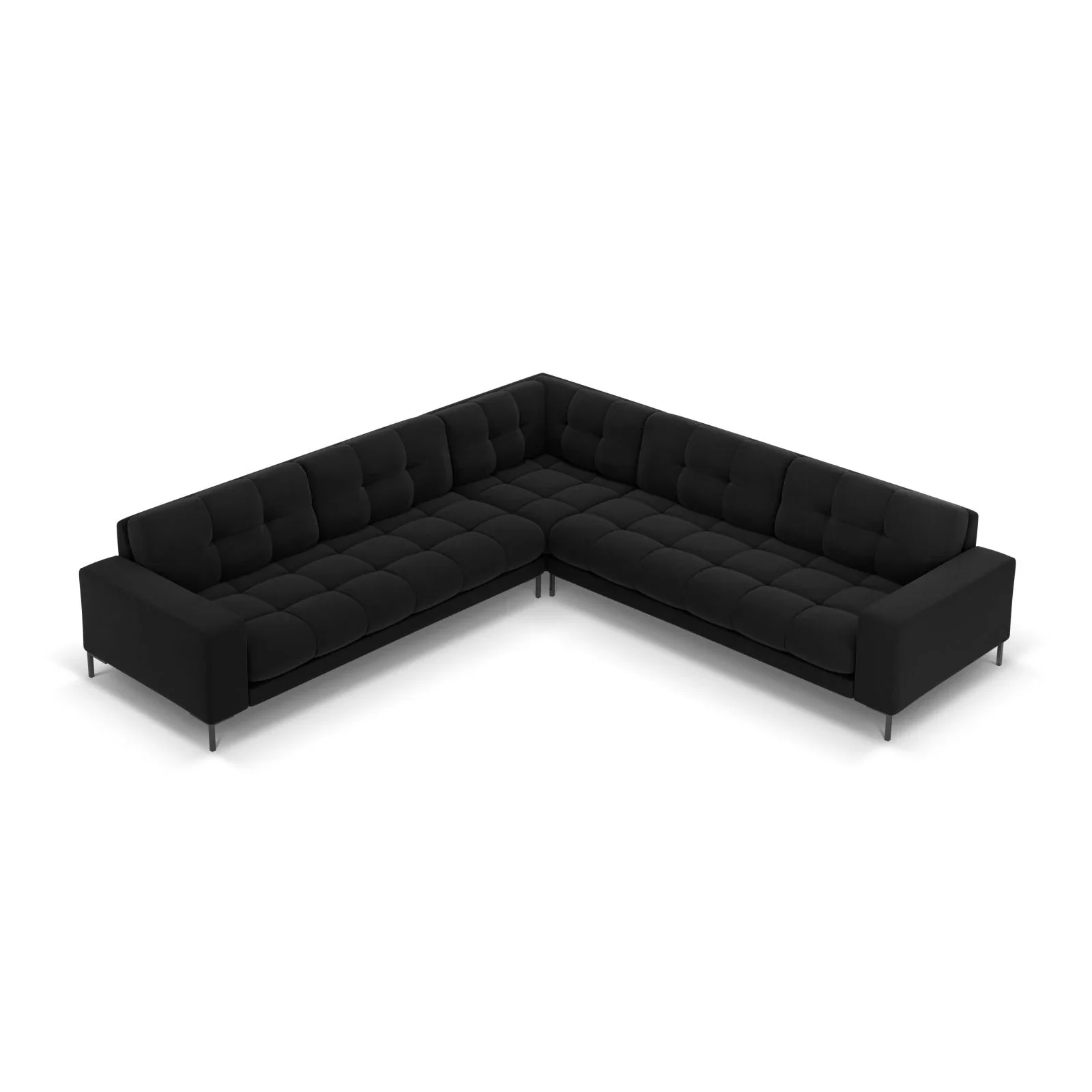 Mamaia 5-Sitzer Ecksofa symmetrisch, Metallbeine Schwarz, mit Bezug aus Samt oder Strukturstoff, 256x256 cm - Image 75