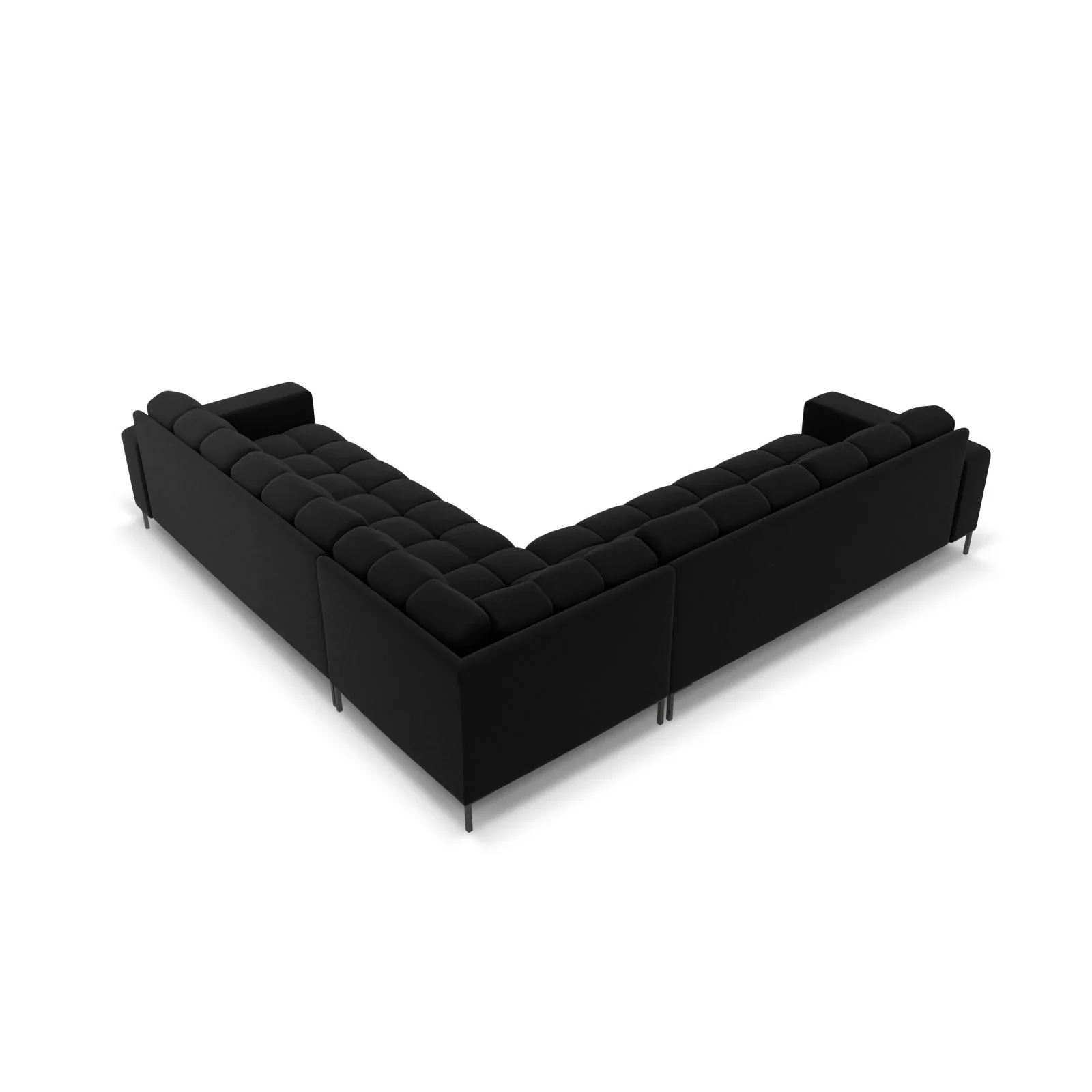 Mamaia 5-Sitzer Ecksofa symmetrisch, Metallbeine Schwarz, mit Bezug aus Samt oder Strukturstoff, 256x256 cm - Image 76