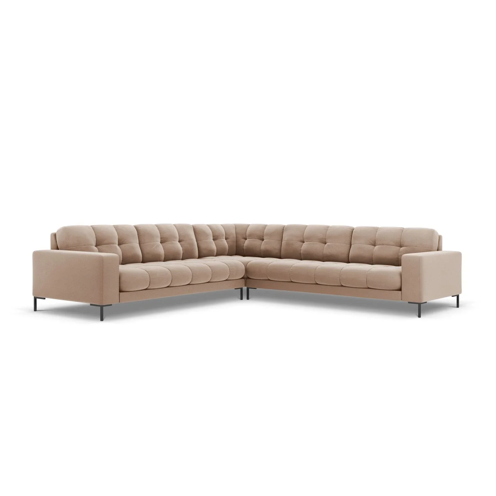 Mamaia 5-Sitzer Ecksofa symmetrisch, Metallbeine Schwarz, mit Bezug aus Samt oder Strukturstoff, 256x256 cm - Image 81