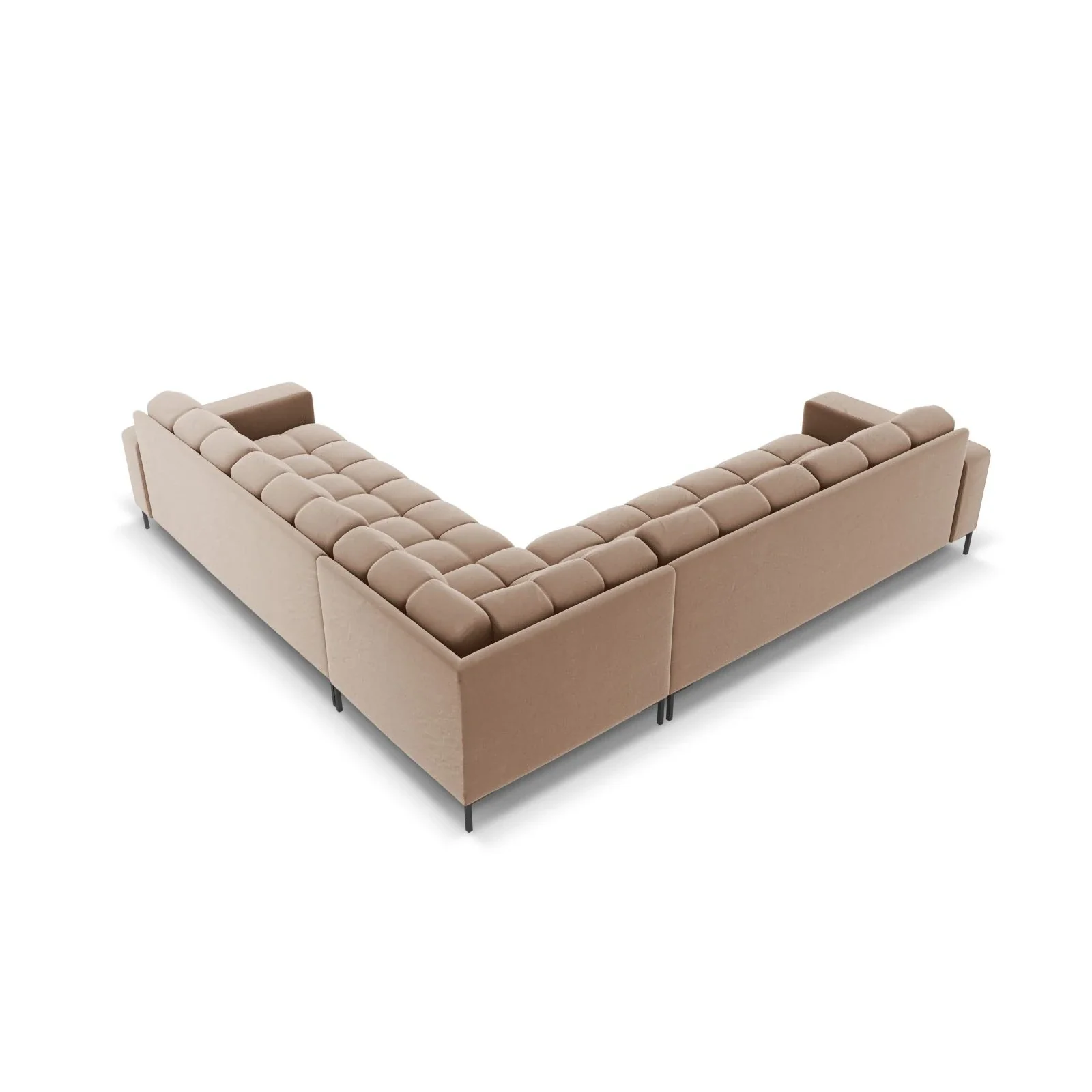 Mamaia 5-Sitzer Ecksofa symmetrisch, Metallbeine Schwarz, mit Bezug aus Samt oder Strukturstoff, 256x256 cm - Image 84