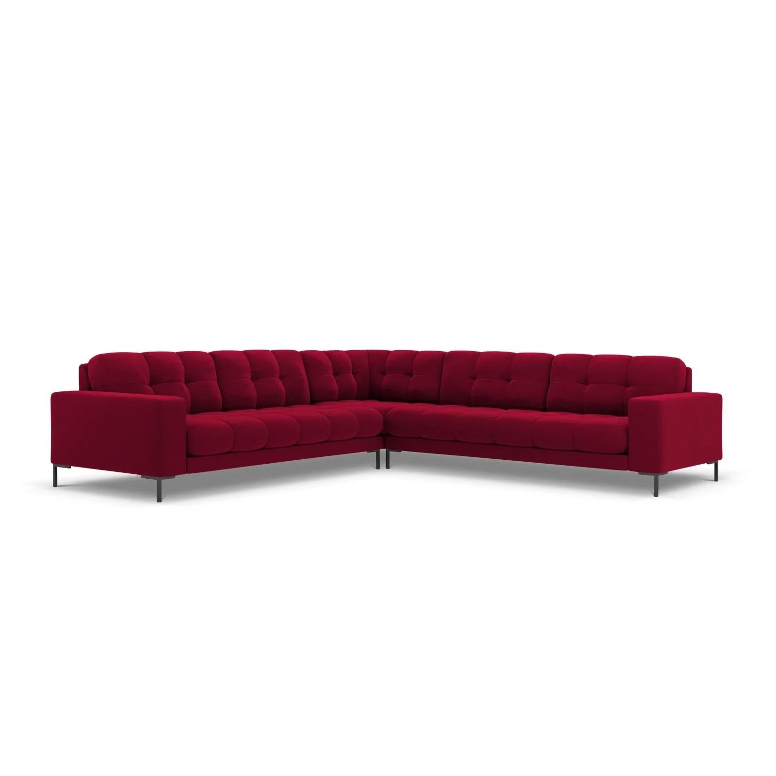 Mamaia 5-Sitzer Ecksofa symmetrisch, Metallbeine Schwarz, mit Bezug aus Samt oder Strukturstoff, 256x256 cm - Image 89