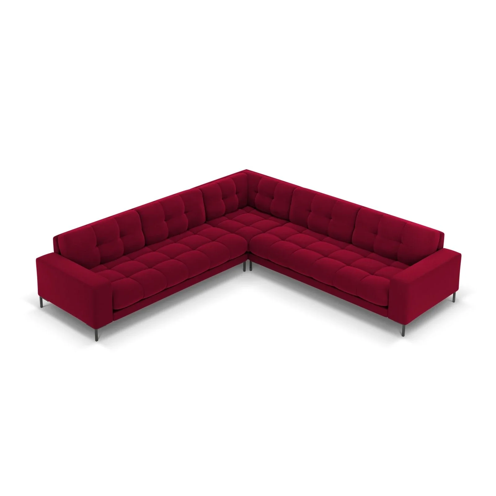 Mamaia 5-Sitzer Ecksofa symmetrisch, Metallbeine Schwarz, mit Bezug aus Samt oder Strukturstoff, 256x256 cm - Image 91