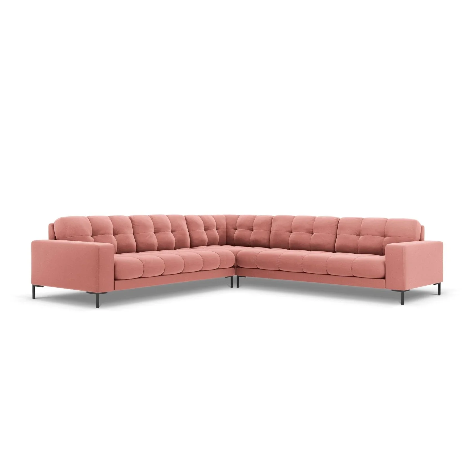 Mamaia 5-Sitzer Ecksofa symmetrisch, Metallbeine Schwarz, mit Bezug aus Samt oder Strukturstoff, 256x256 cm - Image 97