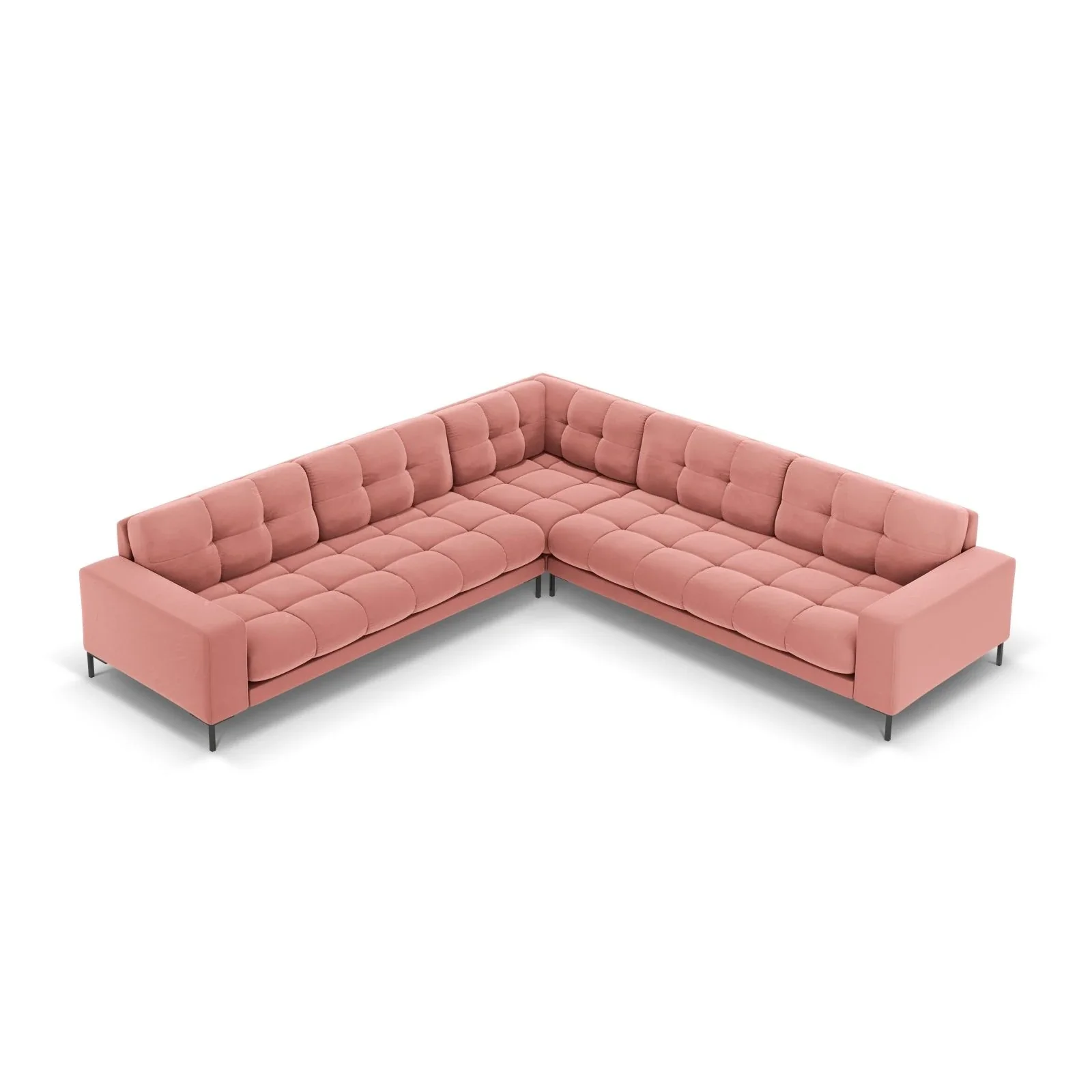 Mamaia 5-Sitzer Ecksofa symmetrisch, Metallbeine Schwarz, mit Bezug aus Samt oder Strukturstoff, 256x256 cm - Image 99