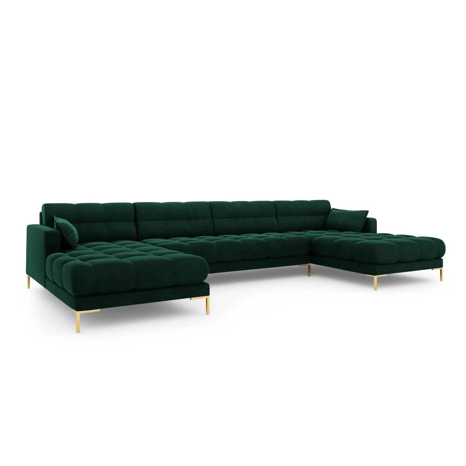 Mamaia 6-Sitzer Panorama-Sofa symmetrisch, Beine Goldmetall, mit Bezug aus Samt oder Strukturstoff, 383x185 cm - Image 113