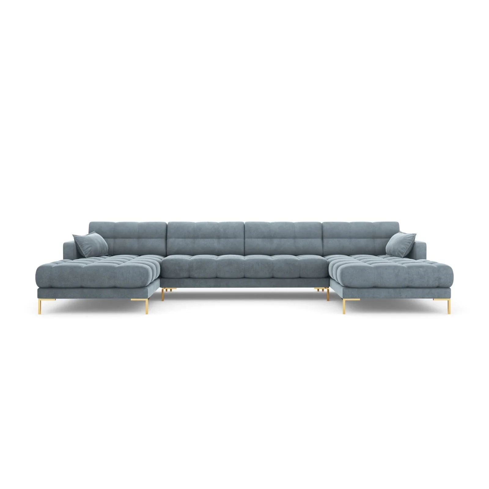 Mamaia 6-Sitzer Panorama-Sofa symmetrisch, Beine Goldmetall, mit Bezug aus Samt oder Strukturstoff, 383x185 cm - Image 123