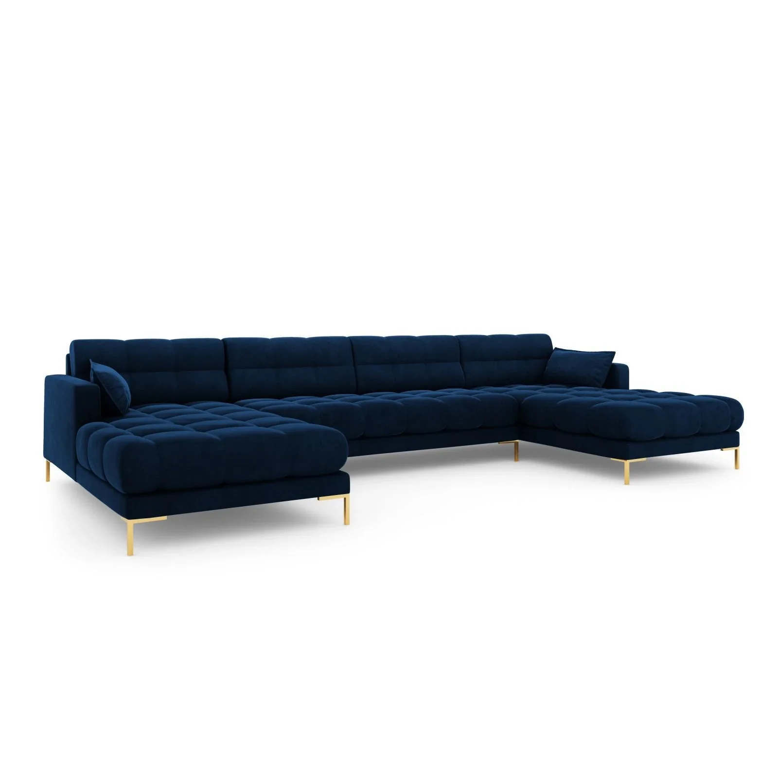 Mamaia 6-Sitzer Panorama-Sofa symmetrisch, Beine Goldmetall, mit Bezug aus Samt oder Strukturstoff, 383x185 cm - Image 129