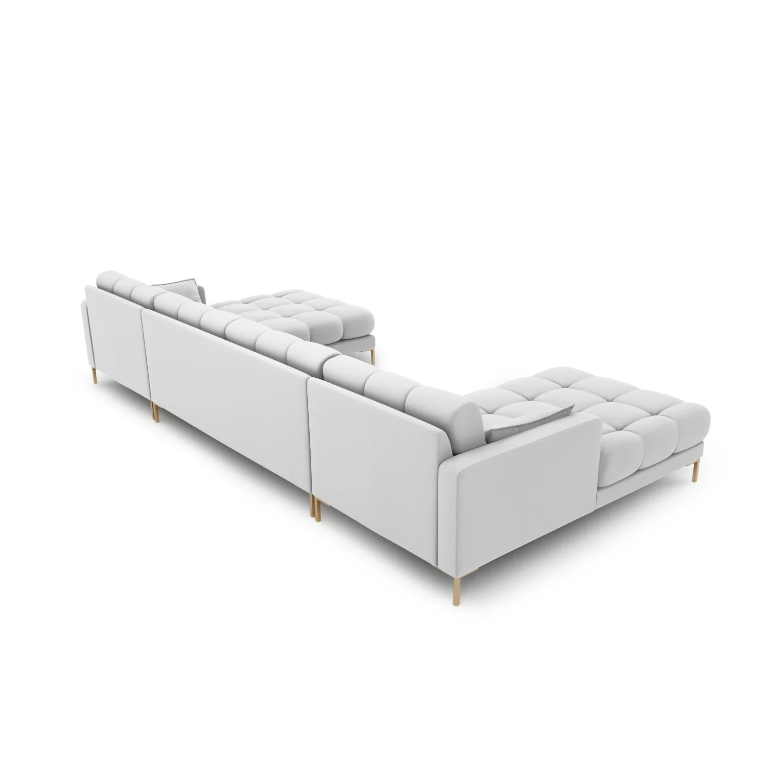 Mamaia 6-Sitzer Panorama-Sofa symmetrisch, Beine Goldmetall, mit Bezug aus Samt oder Strukturstoff, 383x185 cm - Image 13