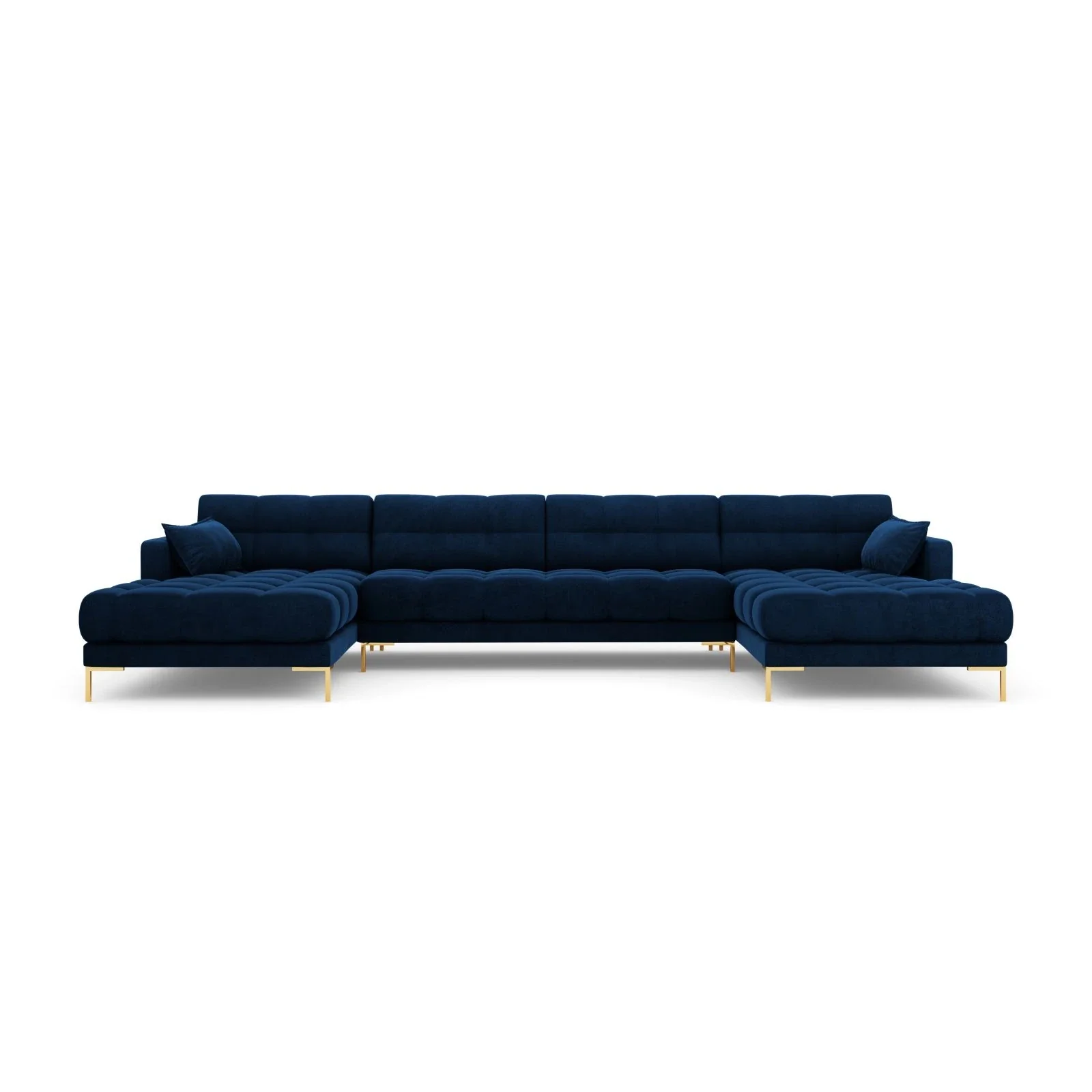 Mamaia 6-Sitzer Panorama-Sofa symmetrisch, Beine Goldmetall, mit Bezug aus Samt oder Strukturstoff, 383x185 cm - Image 131