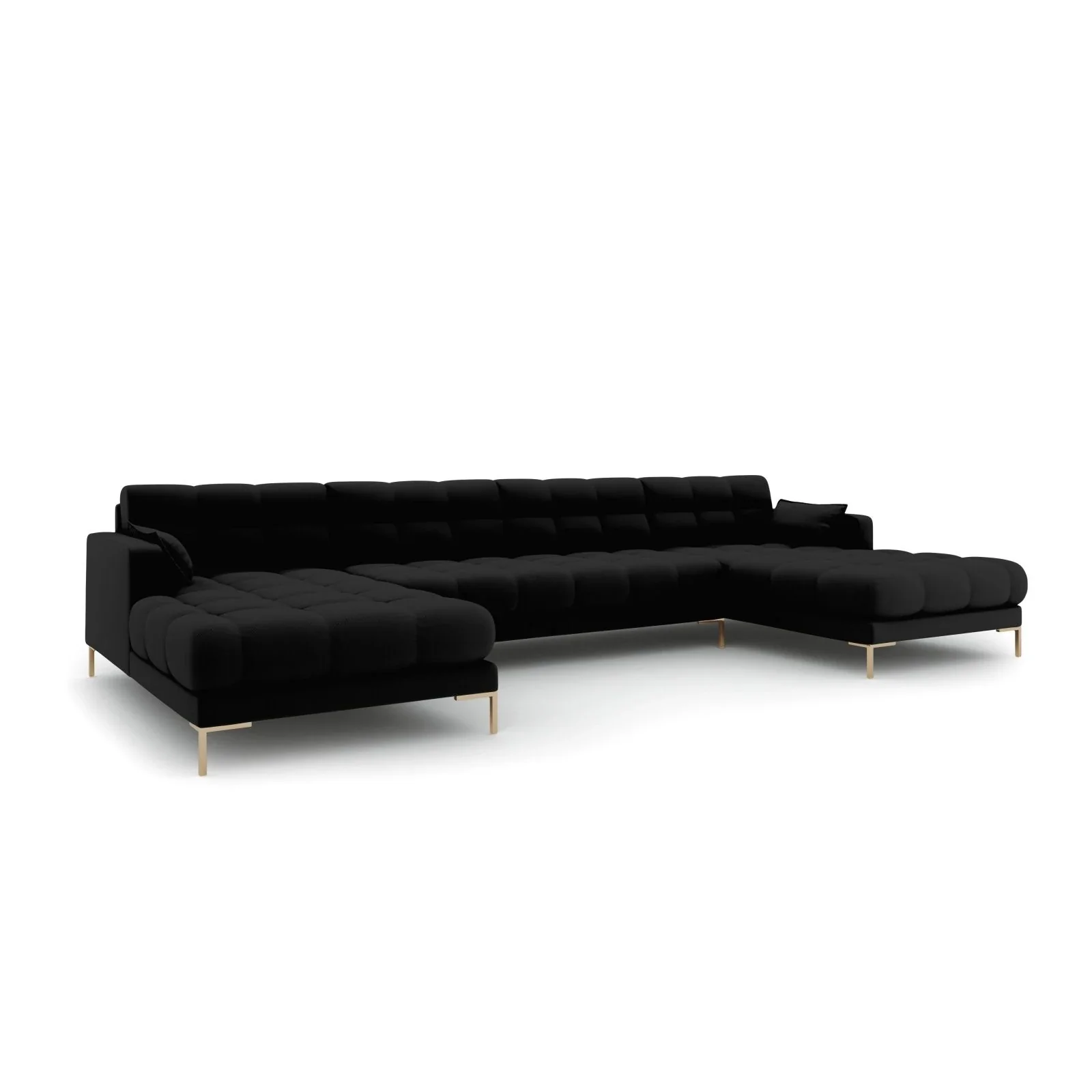 Mamaia 6-Sitzer Panorama-Sofa symmetrisch, Beine Goldmetall, mit Bezug aus Samt oder Strukturstoff, 383x185 cm - Image 21