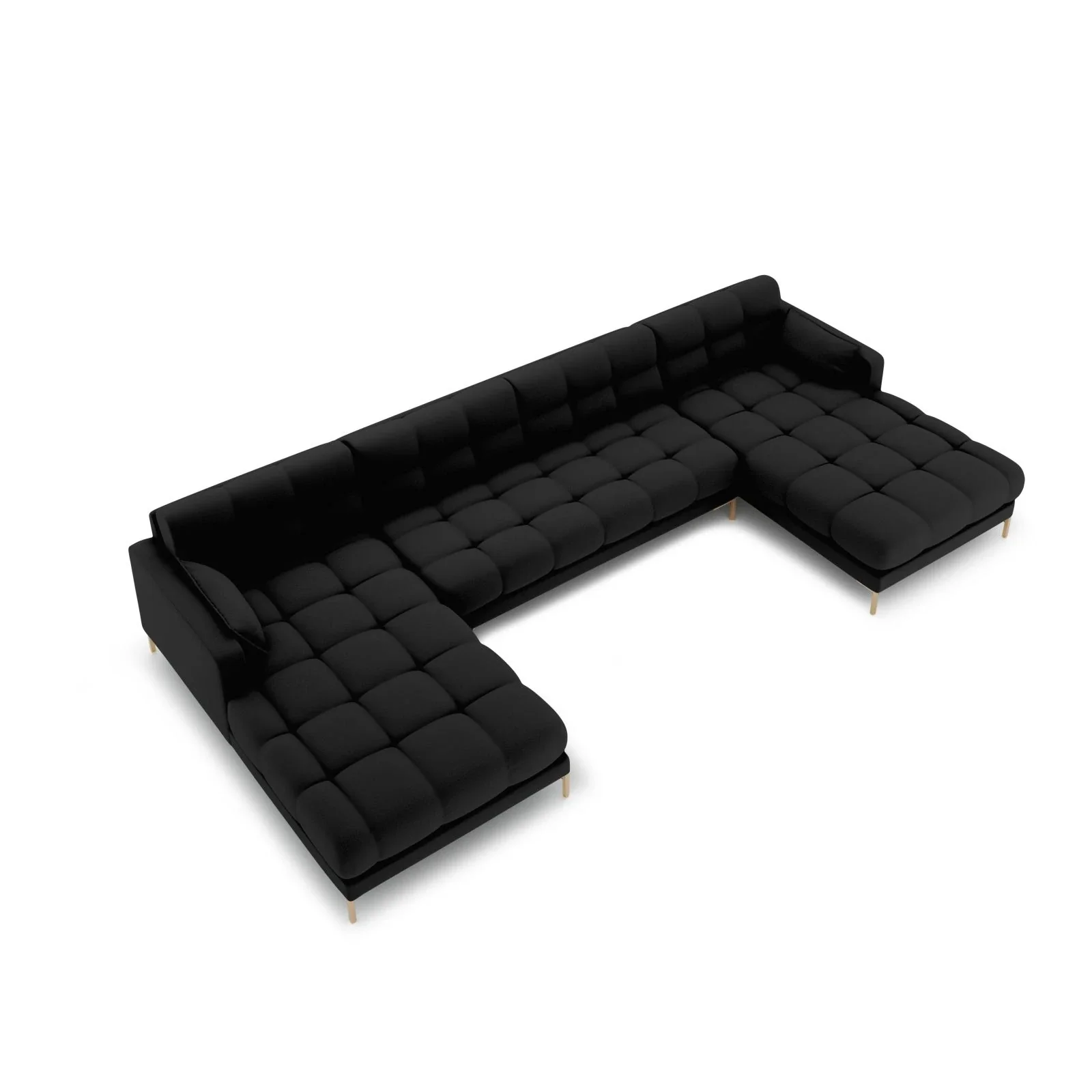 Mamaia 6-Sitzer Panorama-Sofa symmetrisch, Beine Goldmetall, mit Bezug aus Samt oder Strukturstoff, 383x185 cm - Image 22