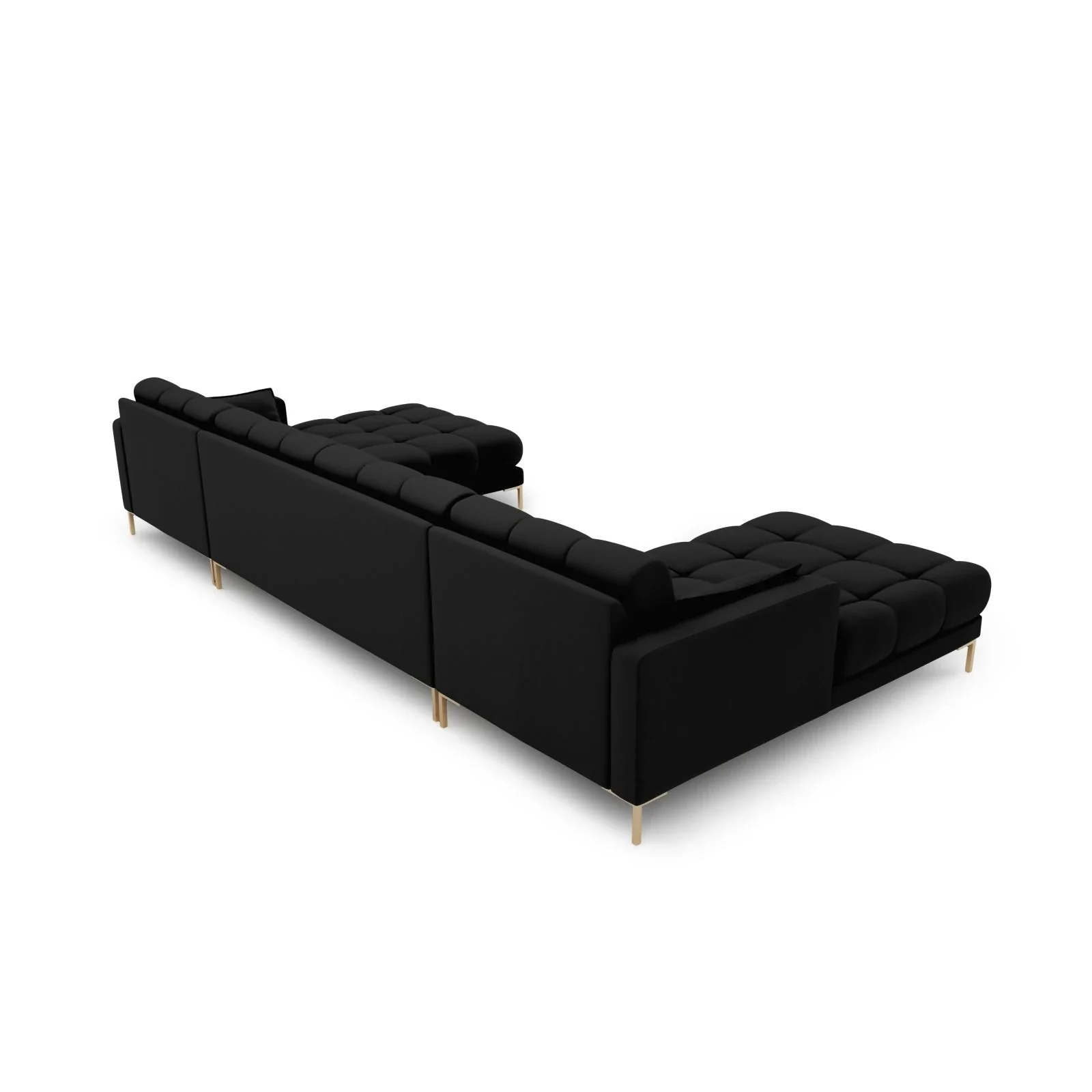 Mamaia 6-Sitzer Panorama-Sofa symmetrisch, Beine Goldmetall, mit Bezug aus Samt oder Strukturstoff, 383x185 cm - Image 23