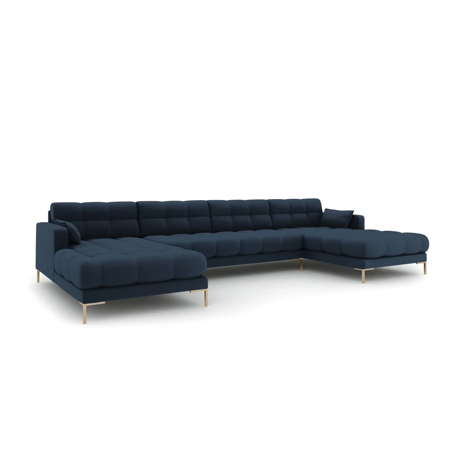 Mamaia 6-Sitzer Panorama-Sofa symmetrisch, Beine Goldmetall, mit Bezug aus Samt oder Strukturstoff, 383x185 cm - Image 26