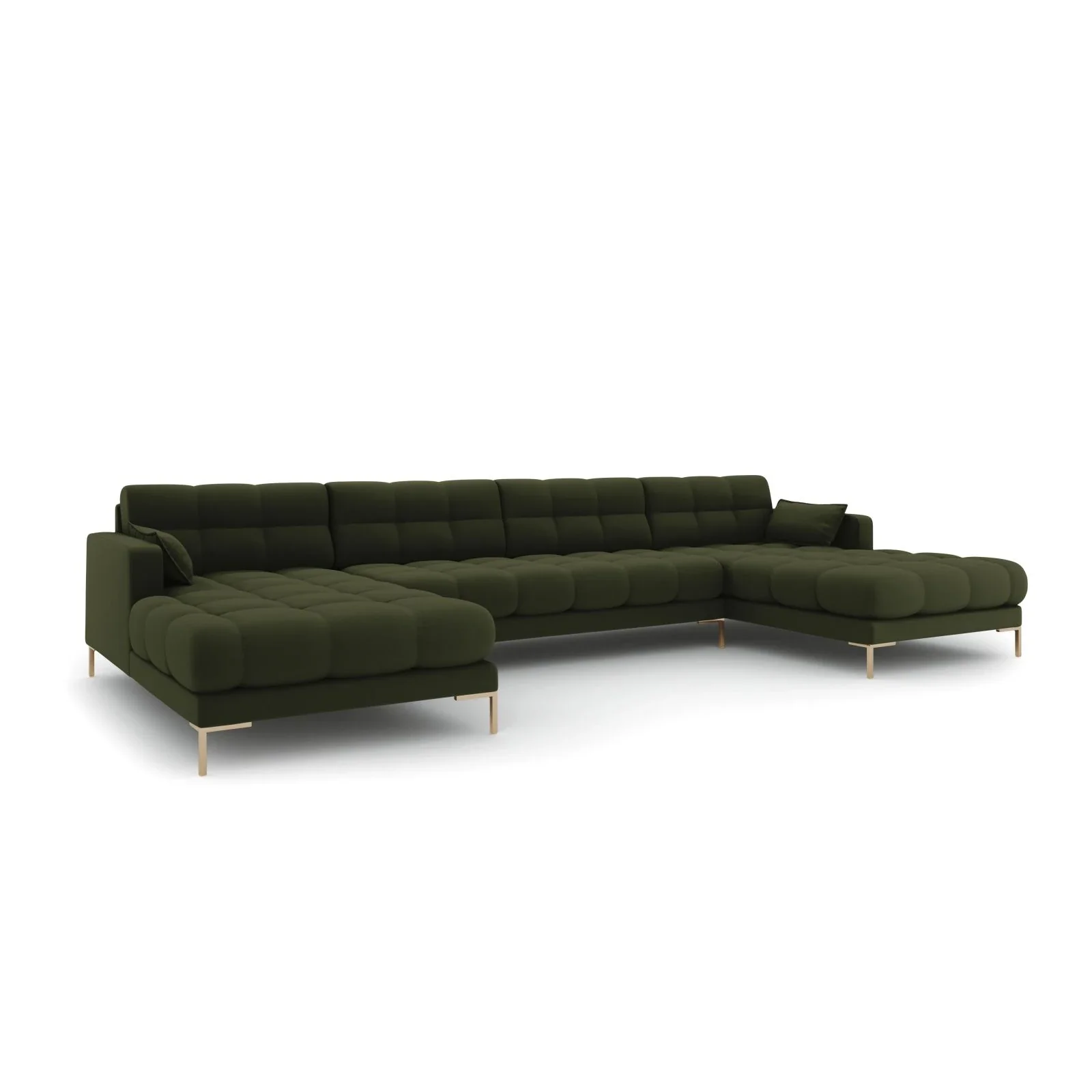 Mamaia 6-Sitzer Panorama-Sofa symmetrisch, Beine Goldmetall, mit Bezug aus Samt oder Strukturstoff, 383x185 cm - Image 31