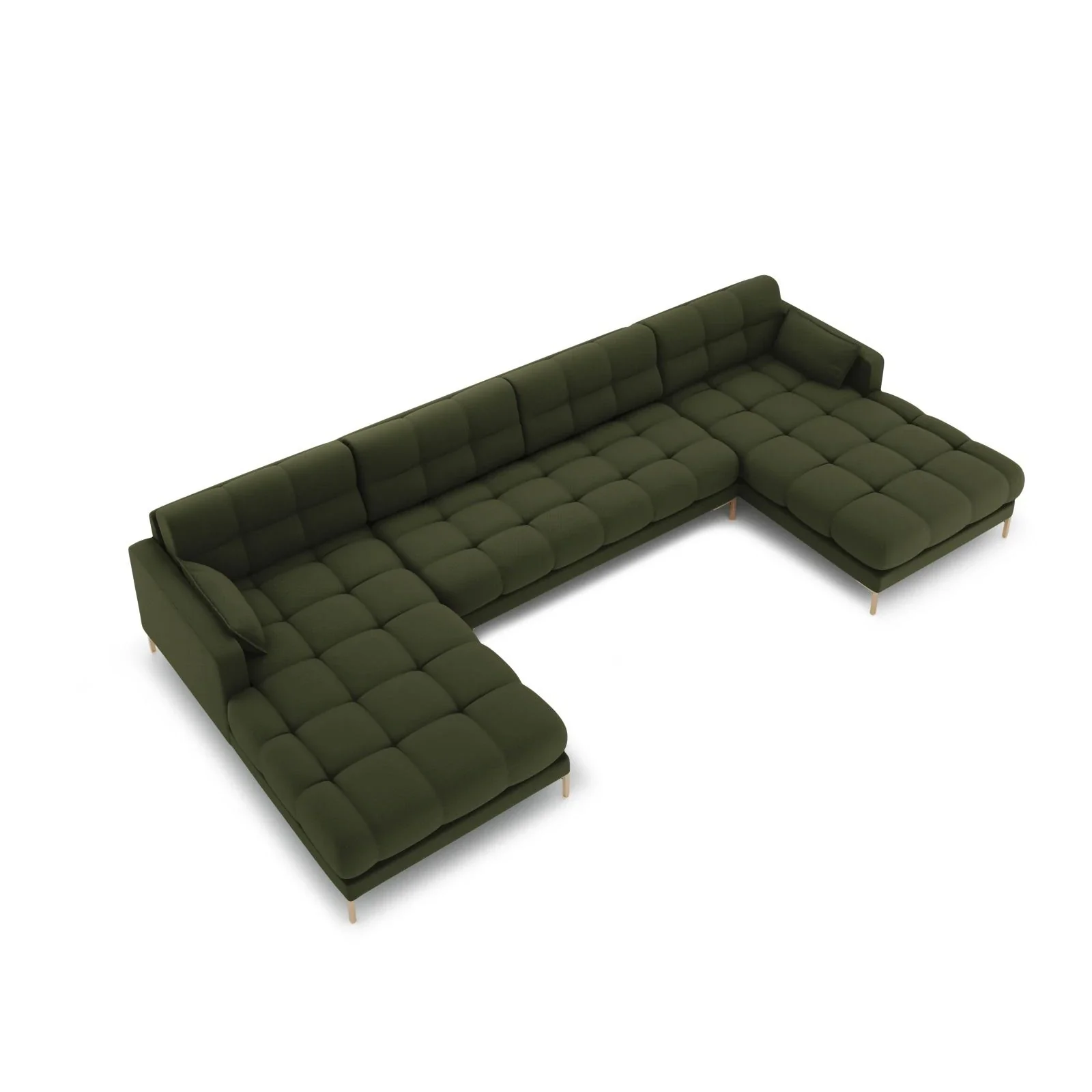 Mamaia 6-Sitzer Panorama-Sofa symmetrisch, Beine Goldmetall, mit Bezug aus Samt oder Strukturstoff, 383x185 cm - Image 32