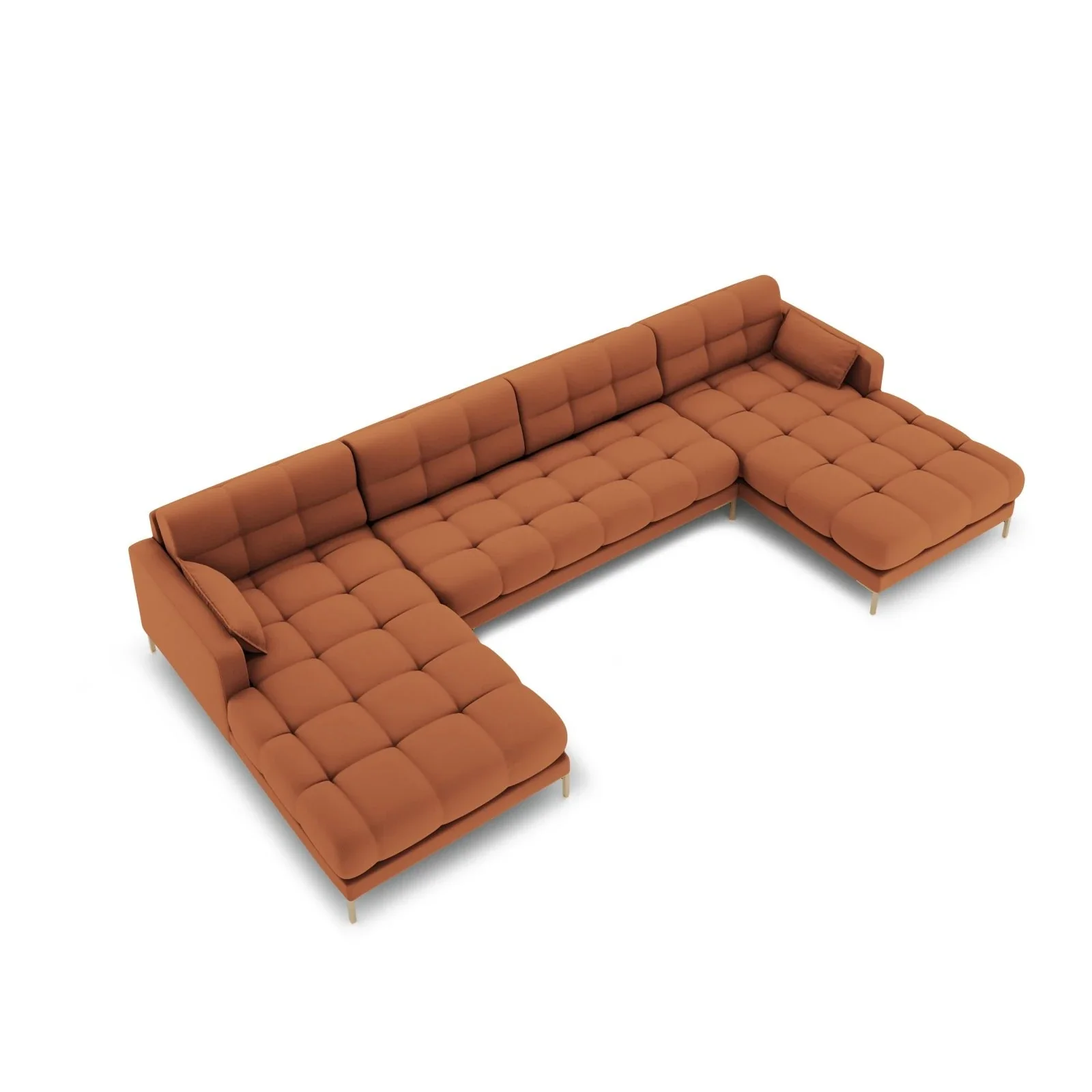Mamaia 6-Sitzer Panorama-Sofa symmetrisch, Beine Goldmetall, mit Bezug aus Samt oder Strukturstoff, 383x185 cm - Image 37