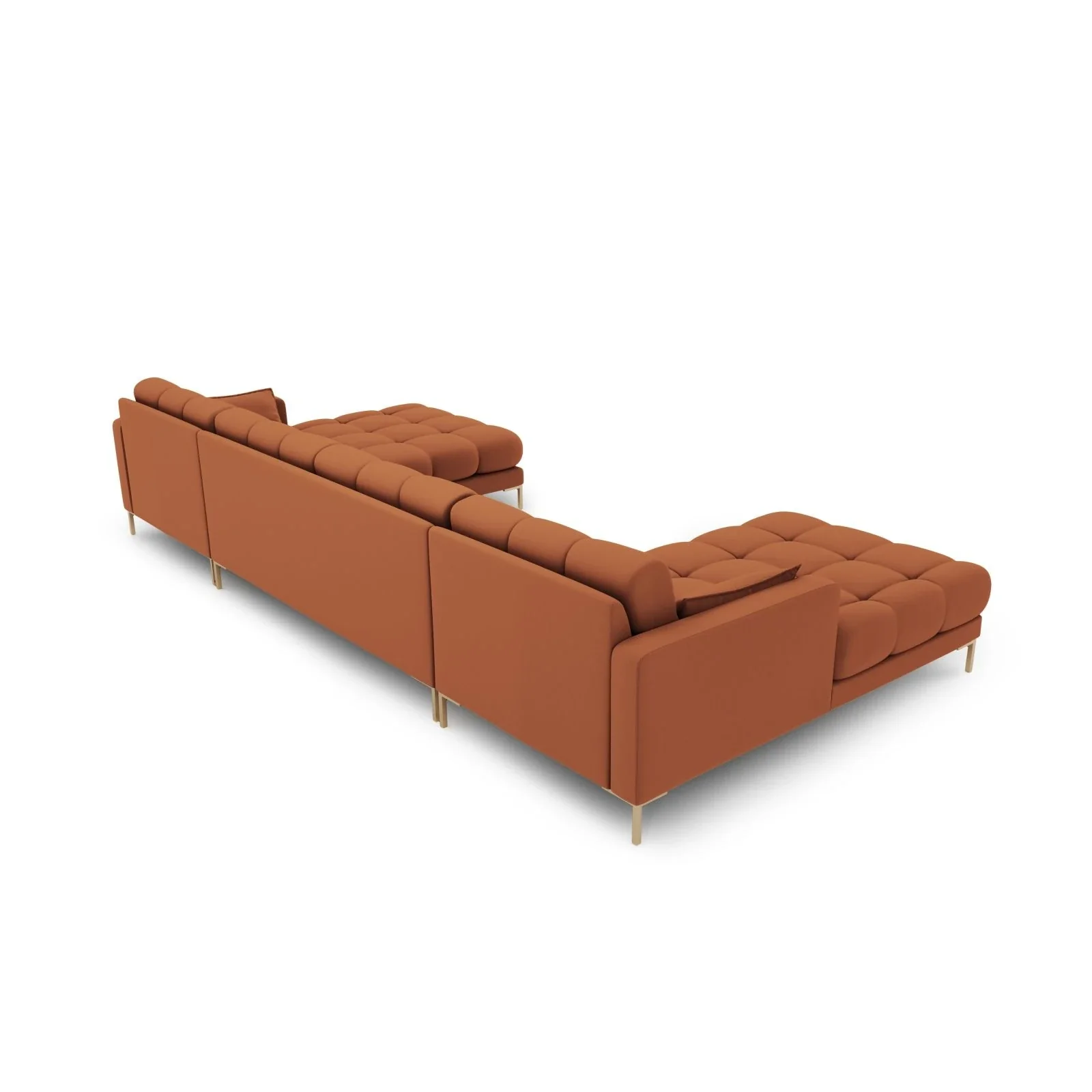 Mamaia 6-Sitzer Panorama-Sofa symmetrisch, Beine Goldmetall, mit Bezug aus Samt oder Strukturstoff, 383x185 cm - Image 38
