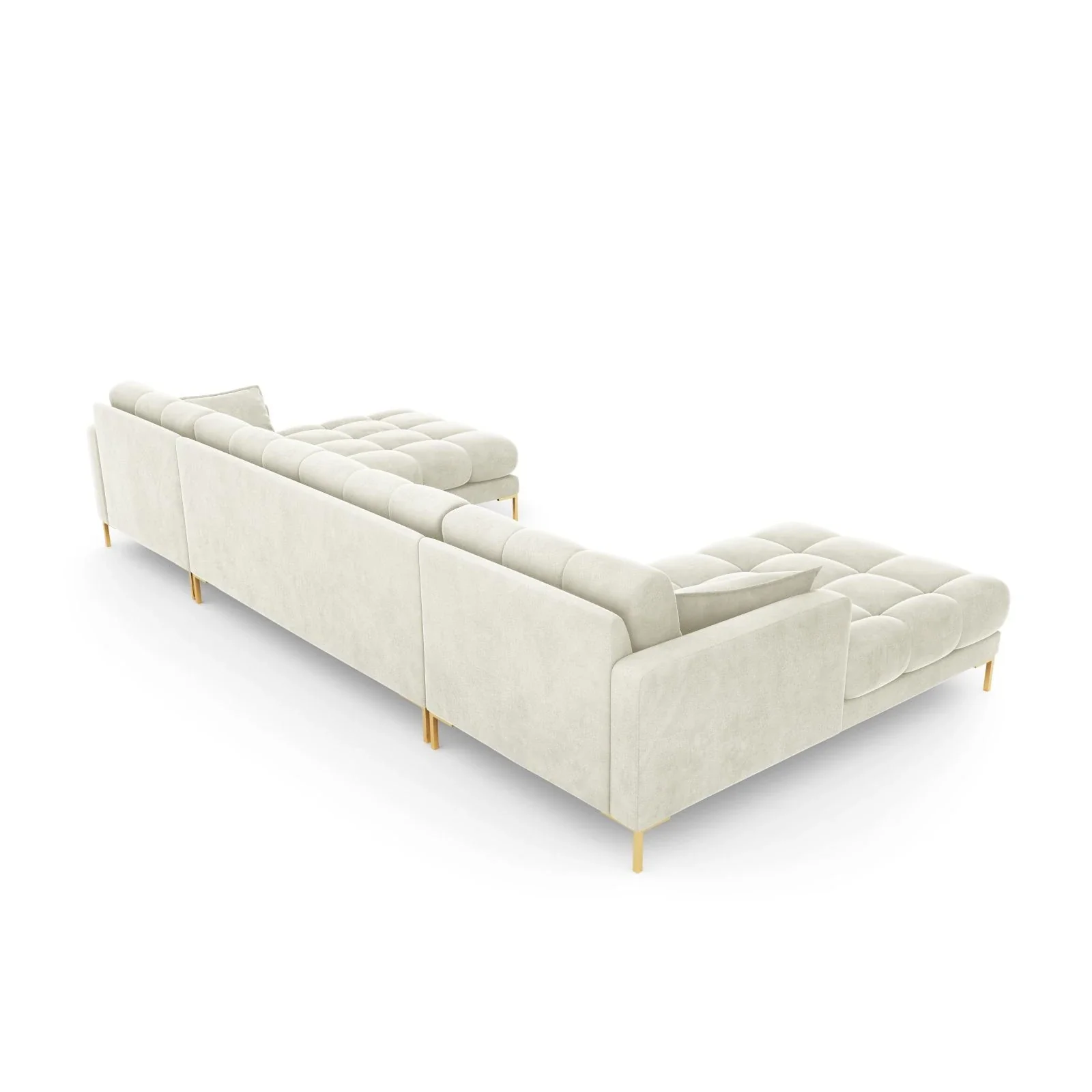 Mamaia 6-Sitzer Panorama-Sofa symmetrisch, Beine Goldmetall, mit Bezug aus Samt oder Strukturstoff, 383x185 cm - Image 45