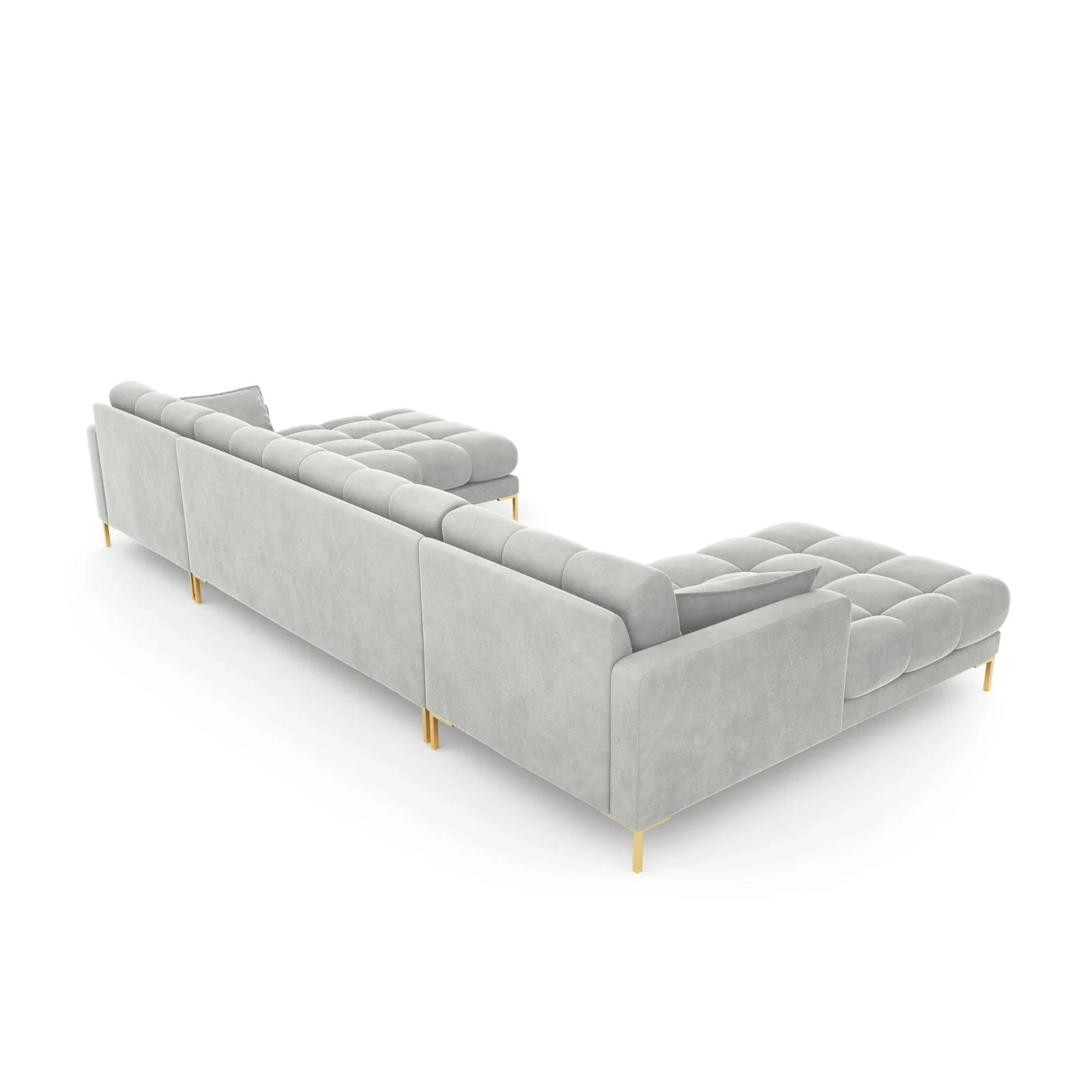 Mamaia 6-Sitzer Panorama-Sofa symmetrisch, Beine Goldmetall, mit Bezug aus Samt oder Strukturstoff, 383x185 cm - Image 53