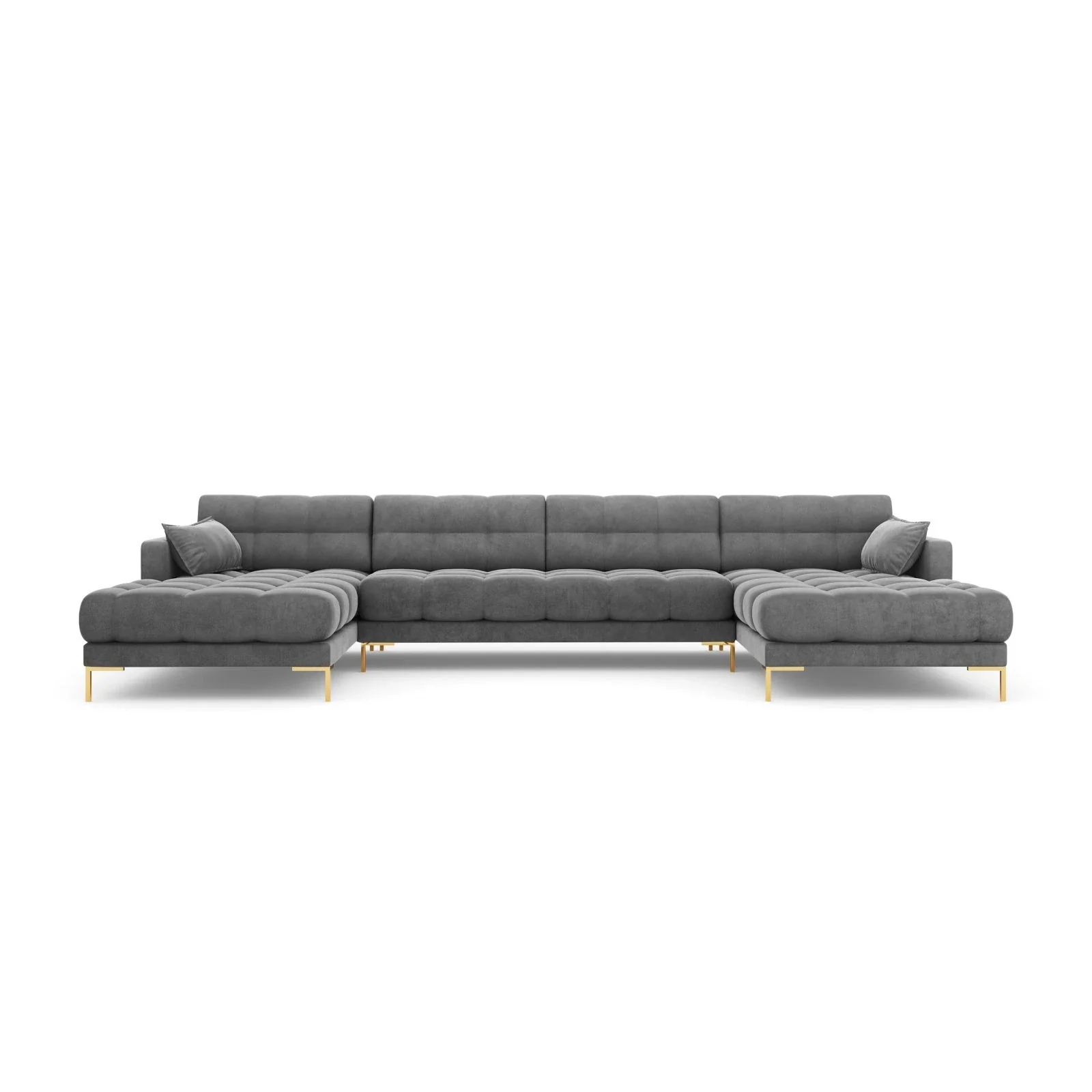 Mamaia 6-Sitzer Panorama-Sofa symmetrisch, Beine Goldmetall, mit Bezug aus Samt oder Strukturstoff, 383x185 cm - Image 59