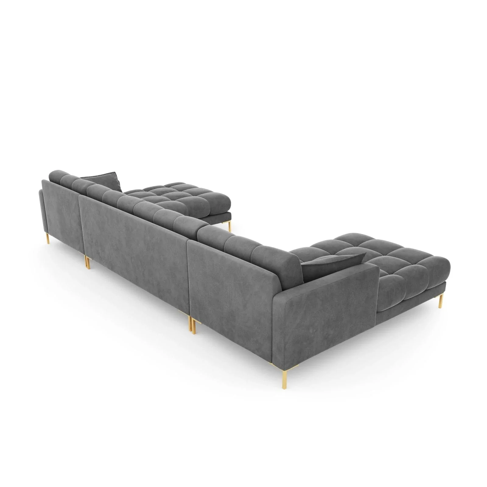 Mamaia 6-Sitzer Panorama-Sofa symmetrisch, Beine Goldmetall, mit Bezug aus Samt oder Strukturstoff, 383x185 cm - Image 61