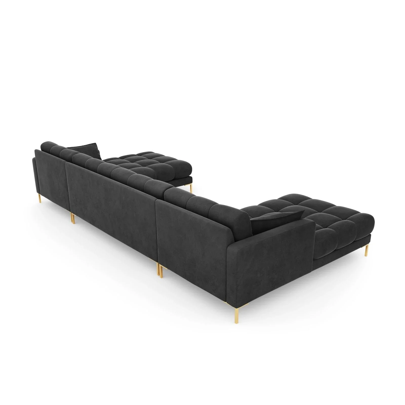 Mamaia 6-Sitzer Panorama-Sofa symmetrisch, Beine Goldmetall, mit Bezug aus Samt oder Strukturstoff, 383x185 cm - Image 69