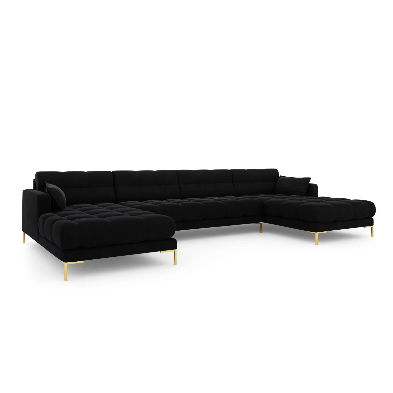 Mamaia 6-Sitzer Panorama-Sofa symmetrisch, Beine Goldmetall, mit Bezug aus Samt oder Strukturstoff, 383x185 cm - Image 73