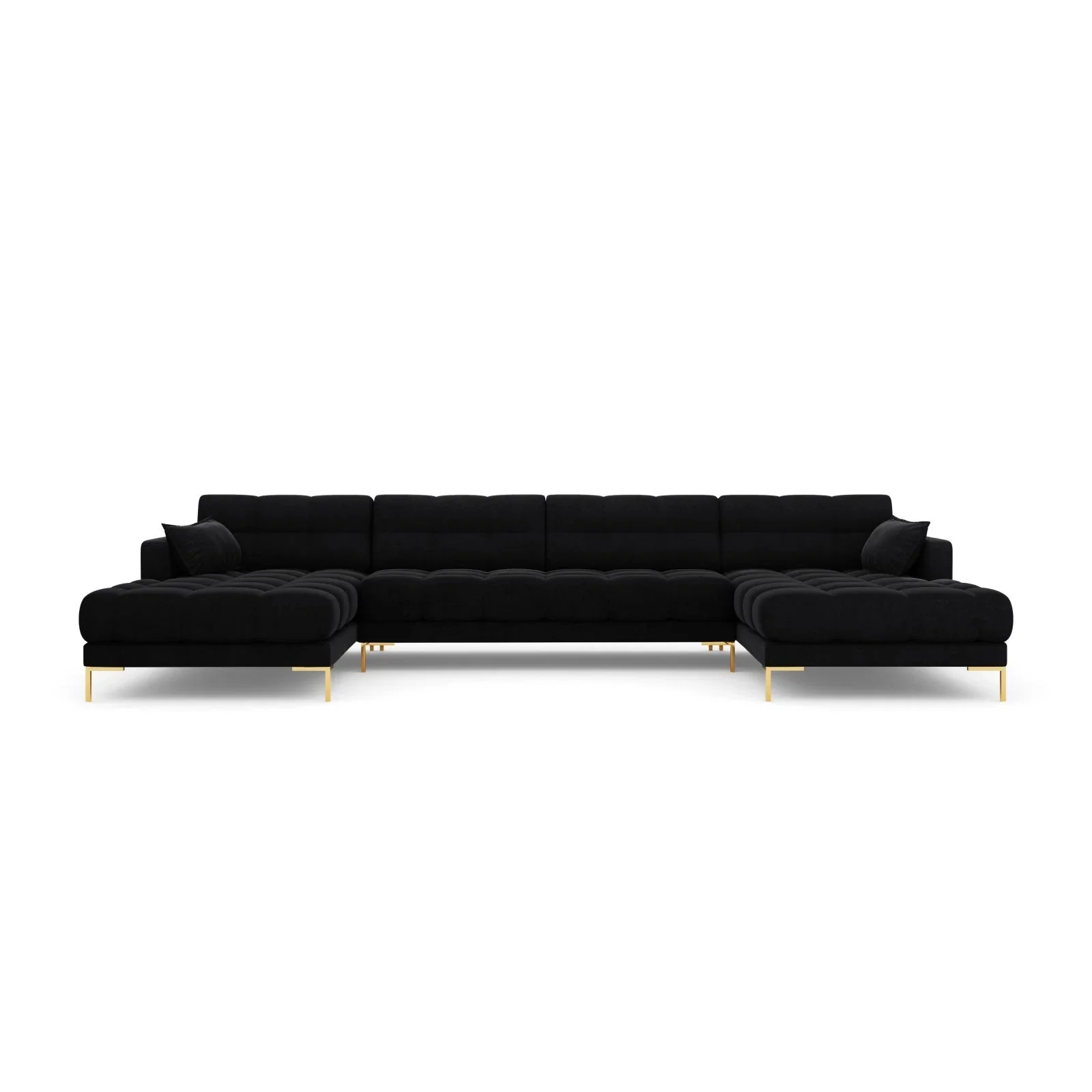 Mamaia 6-Sitzer Panorama-Sofa symmetrisch, Beine Goldmetall, mit Bezug aus Samt oder Strukturstoff, 383x185 cm - Image 75