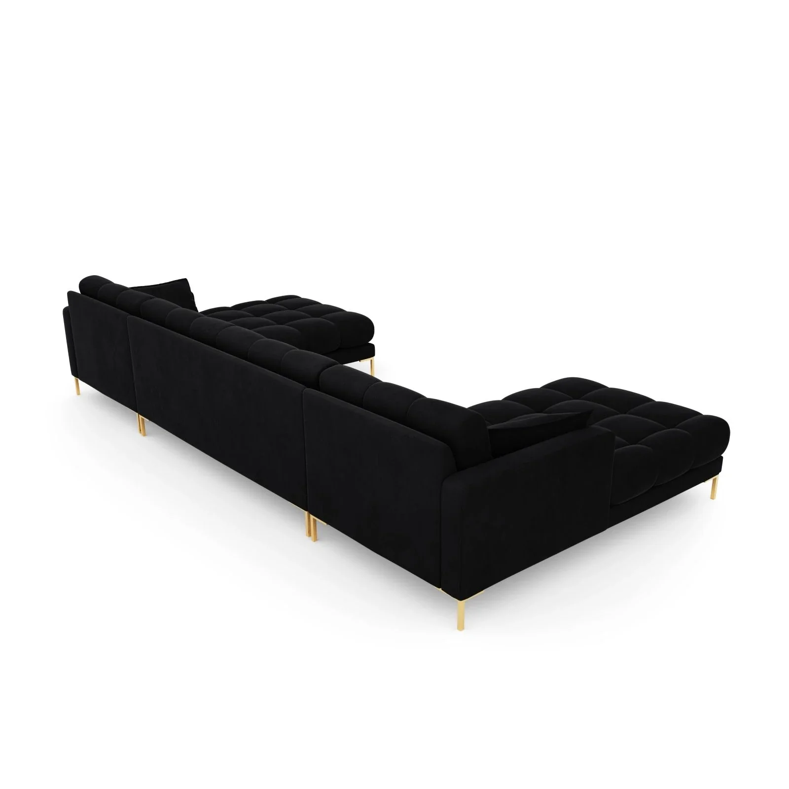 Mamaia 6-Sitzer Panorama-Sofa symmetrisch, Beine Goldmetall, mit Bezug aus Samt oder Strukturstoff, 383x185 cm - Image 77