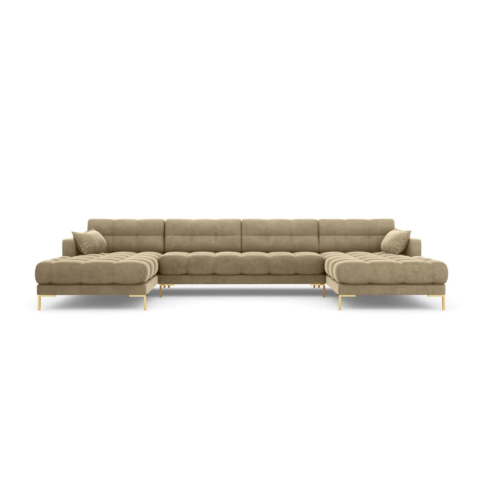 Mamaia 6-Sitzer Panorama-Sofa symmetrisch, Beine Goldmetall, mit Bezug aus Samt oder Strukturstoff, 383x185 cm - Image 83