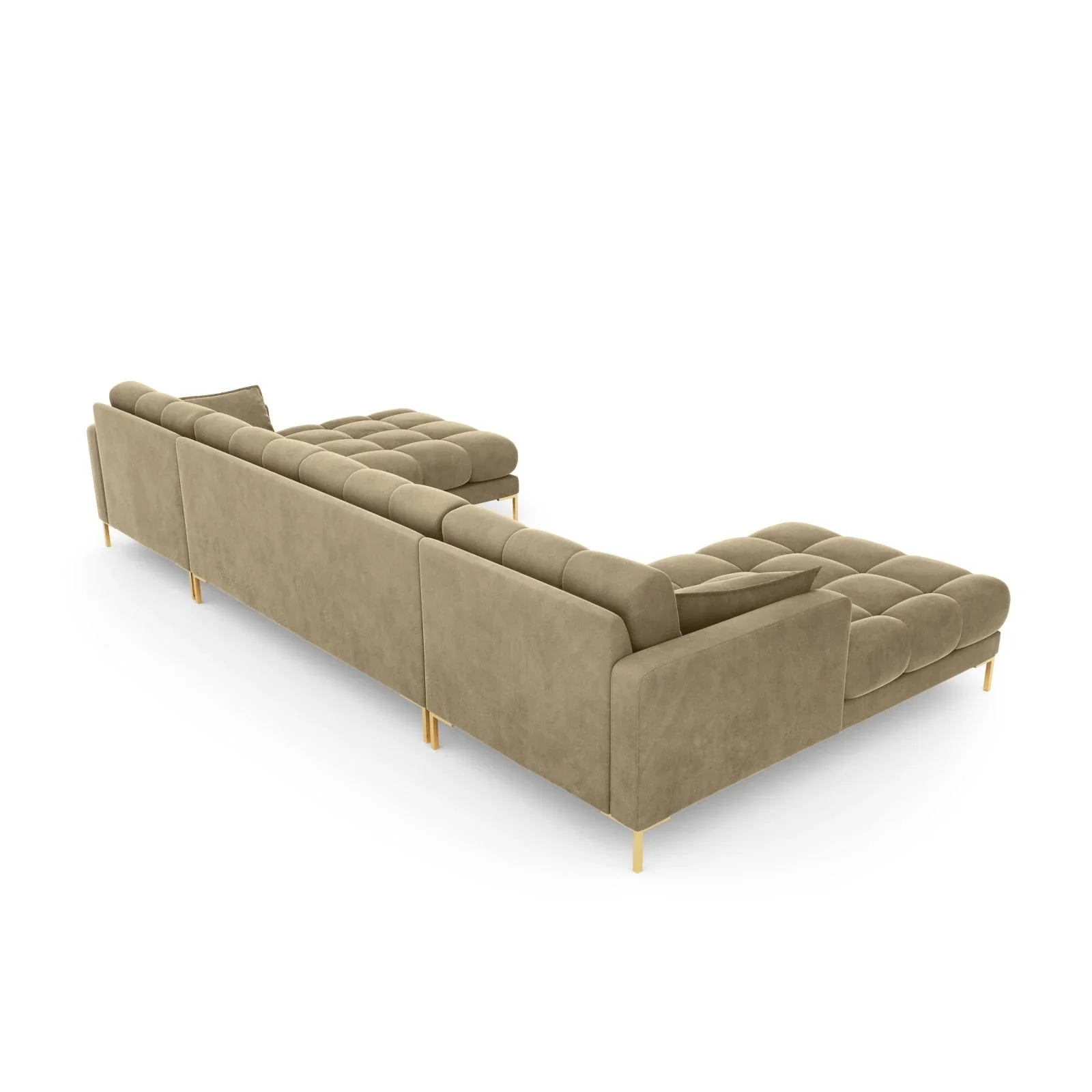 Mamaia 6-Sitzer Panorama-Sofa symmetrisch, Beine Goldmetall, mit Bezug aus Samt oder Strukturstoff, 383x185 cm - Image 85