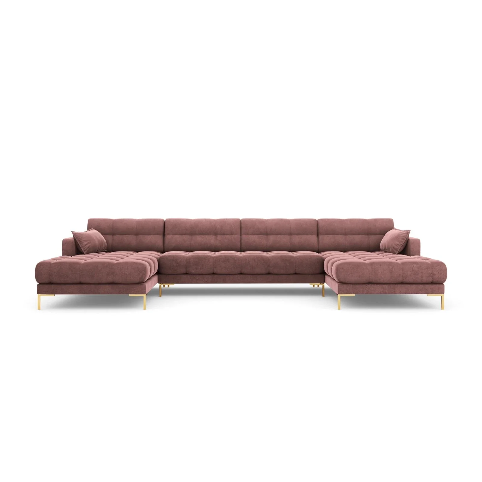 Mamaia 6-Sitzer Panorama-Sofa symmetrisch, Beine Goldmetall, mit Bezug aus Samt oder Strukturstoff, 383x185 cm - Image 99
