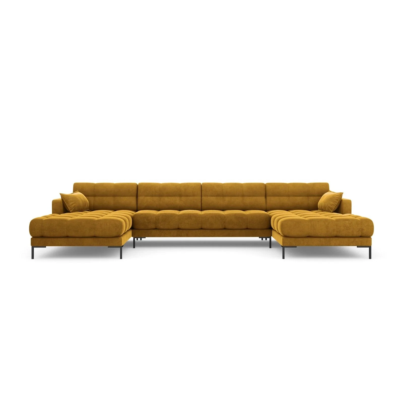 Mamaia 6-Sitzer Panorama-Sofa symmetrisch, Metallbeine Schwarz, mit Bezug aus Samt oder Strukturstoff, 383x185 cm - Image 107
