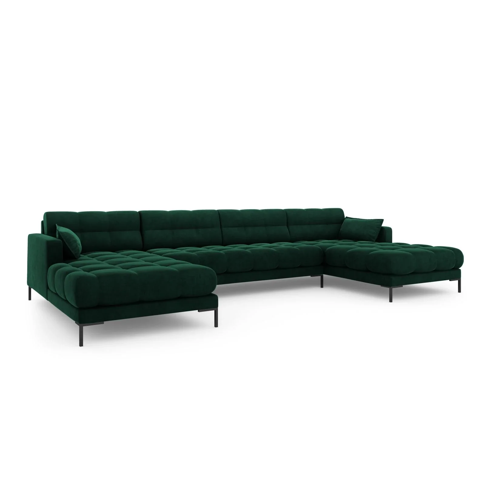 Mamaia 6-Sitzer Panorama-Sofa symmetrisch, Metallbeine Schwarz, mit Bezug aus Samt oder Strukturstoff, 383x185 cm - Image 113