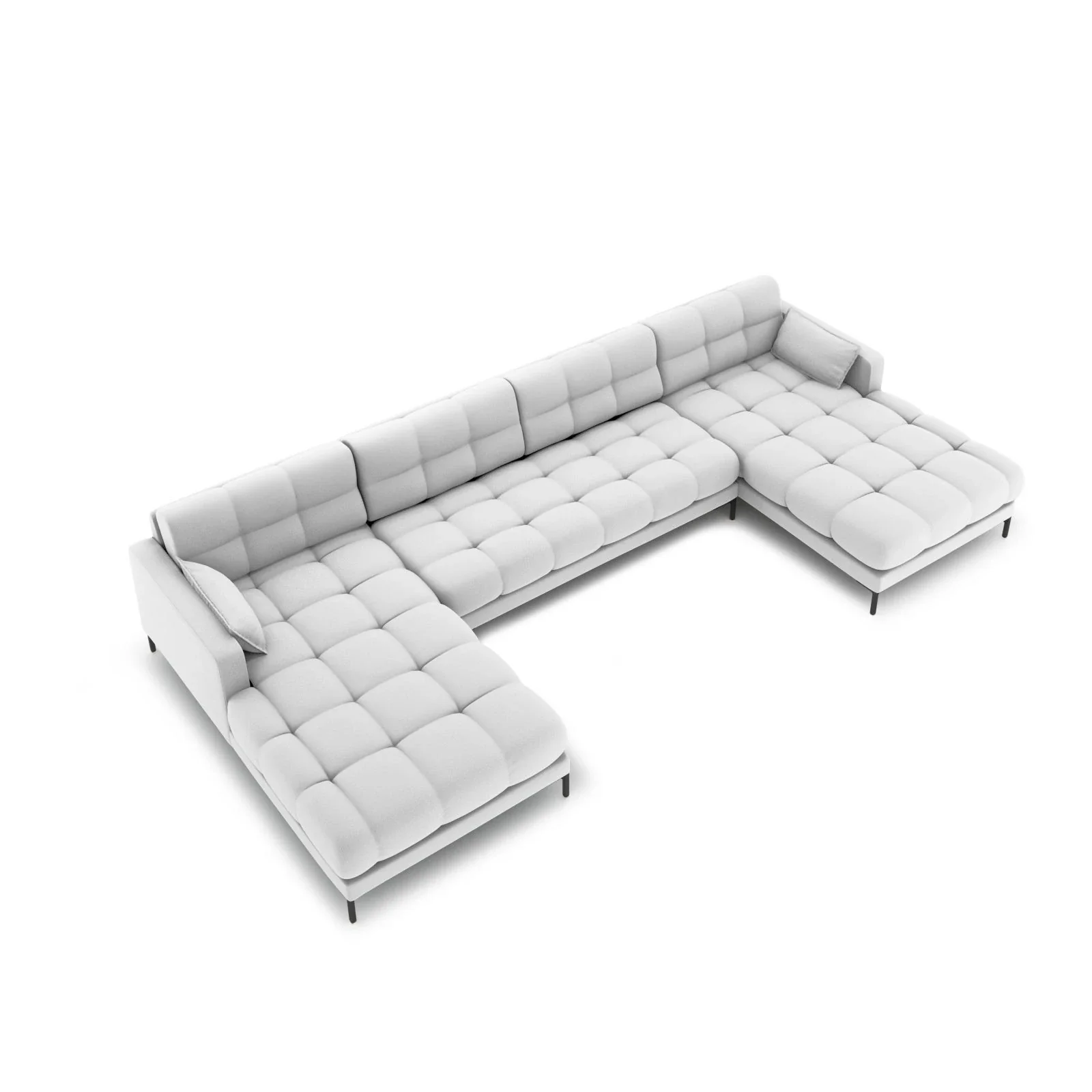 Mamaia 6-Sitzer Panorama-Sofa symmetrisch, Metallbeine Schwarz, mit Bezug aus Samt oder Strukturstoff, 383x185 cm - Image 12