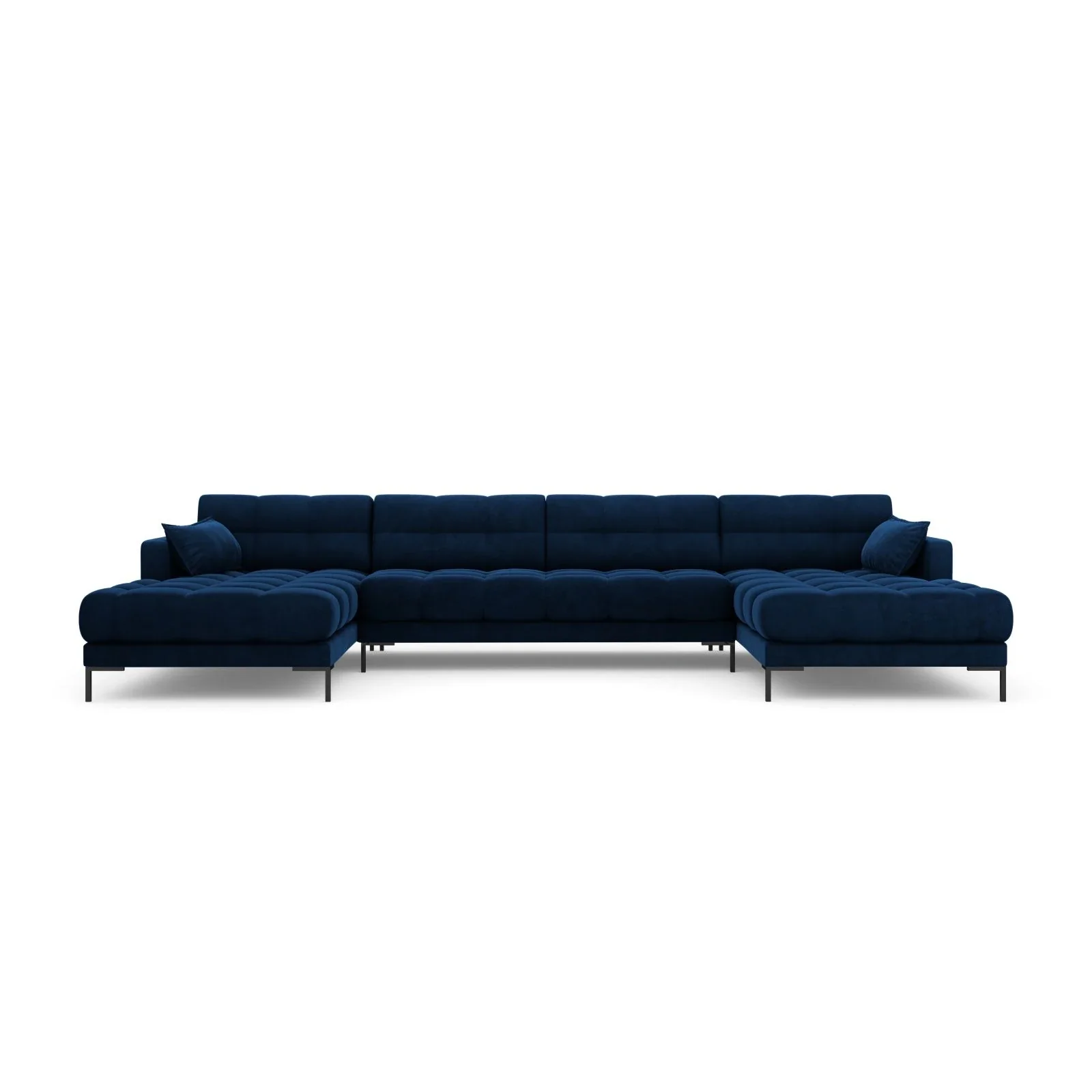 Mamaia 6-Sitzer Panorama-Sofa symmetrisch, Metallbeine Schwarz, mit Bezug aus Samt oder Strukturstoff, 383x185 cm - Image 131