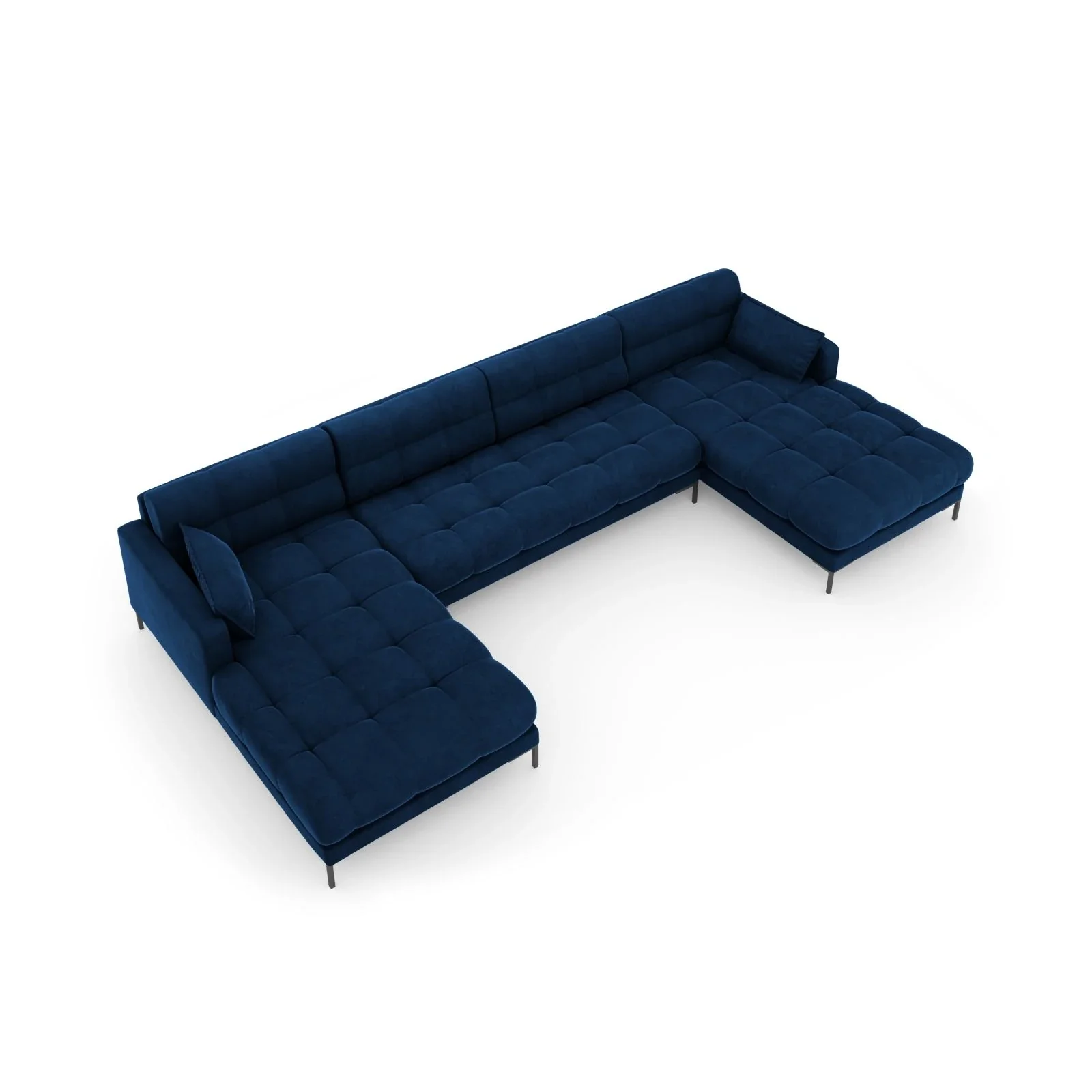 Mamaia 6-Sitzer Panorama-Sofa symmetrisch, Metallbeine Schwarz, mit Bezug aus Samt oder Strukturstoff, 383x185 cm - Image 132