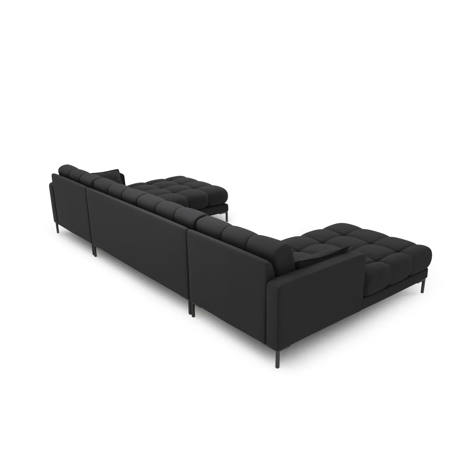 Mamaia 6-Sitzer Panorama-Sofa symmetrisch, Metallbeine Schwarz, mit Bezug aus Samt oder Strukturstoff, 383x185 cm - Image 18